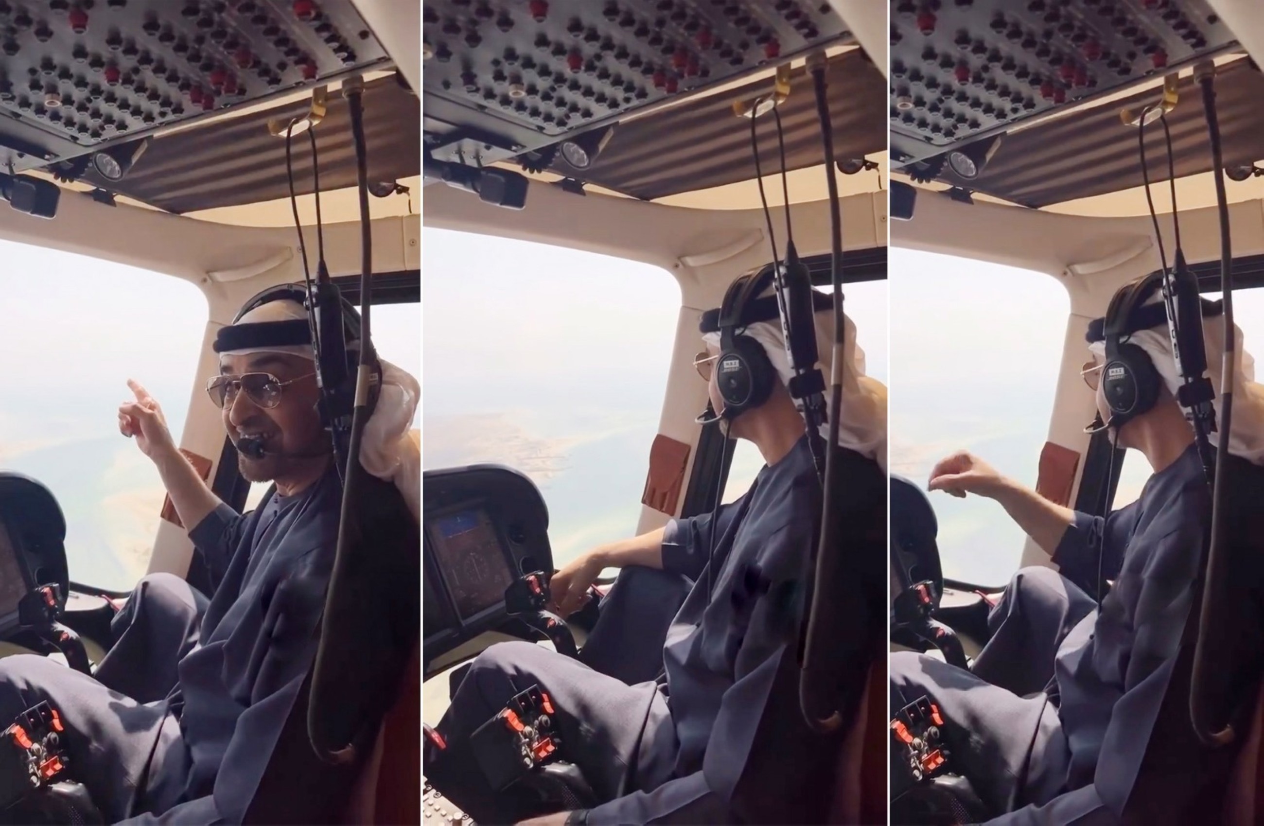 VIDEO: Sheikh Mohamed Bin Zayed pilots a helicopter in the skies of the UAE