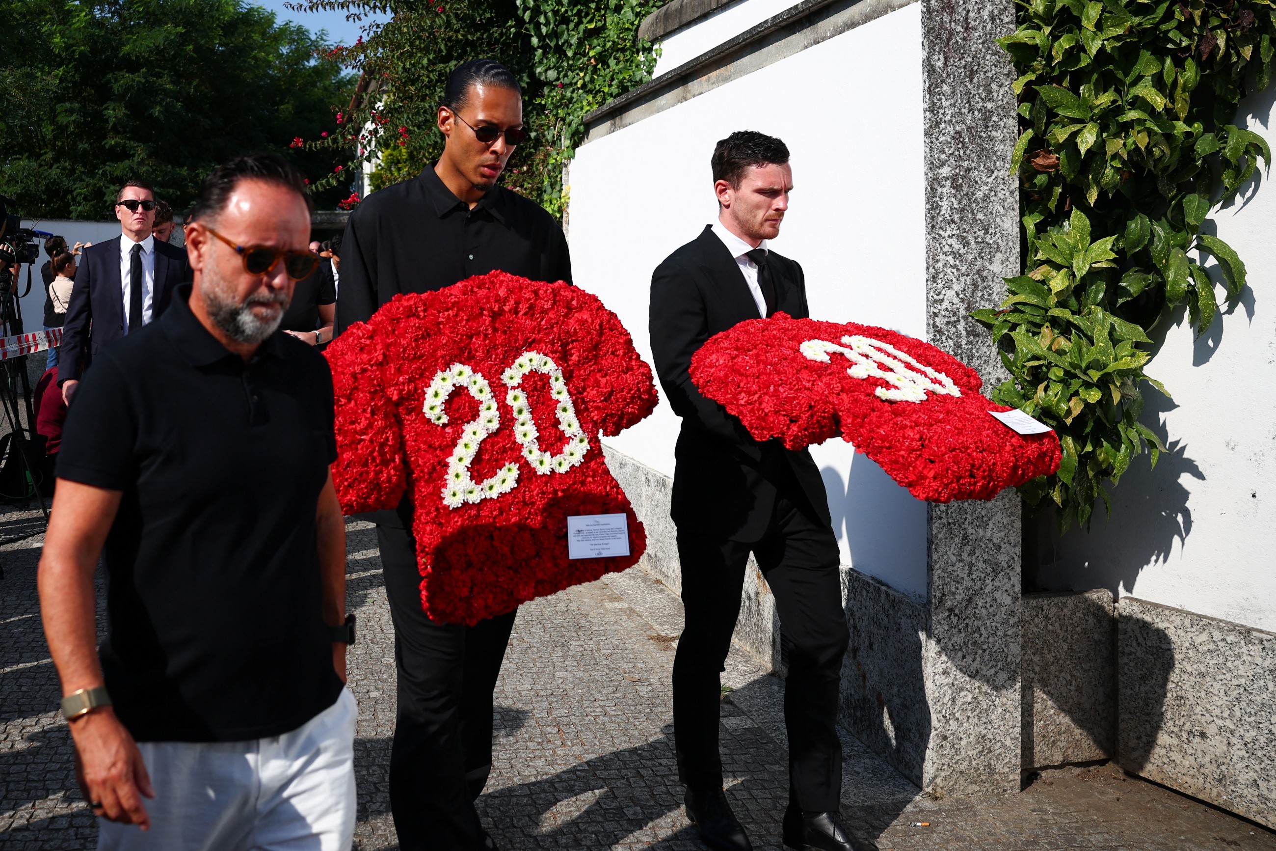 Football stars join family of Liverpool player Jota, brother for funeral