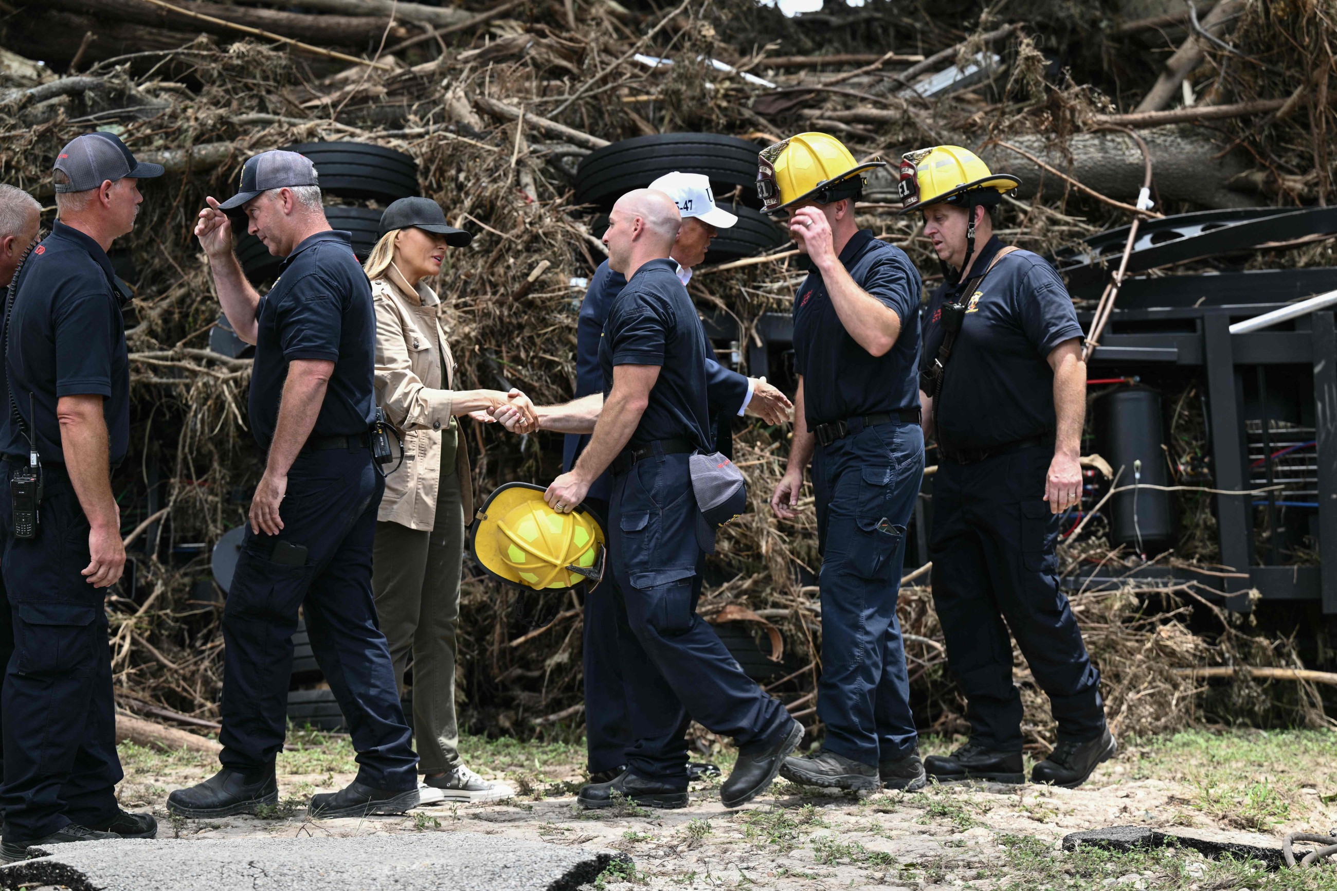 Trump visits Texas flood zone, defends government's disaster response