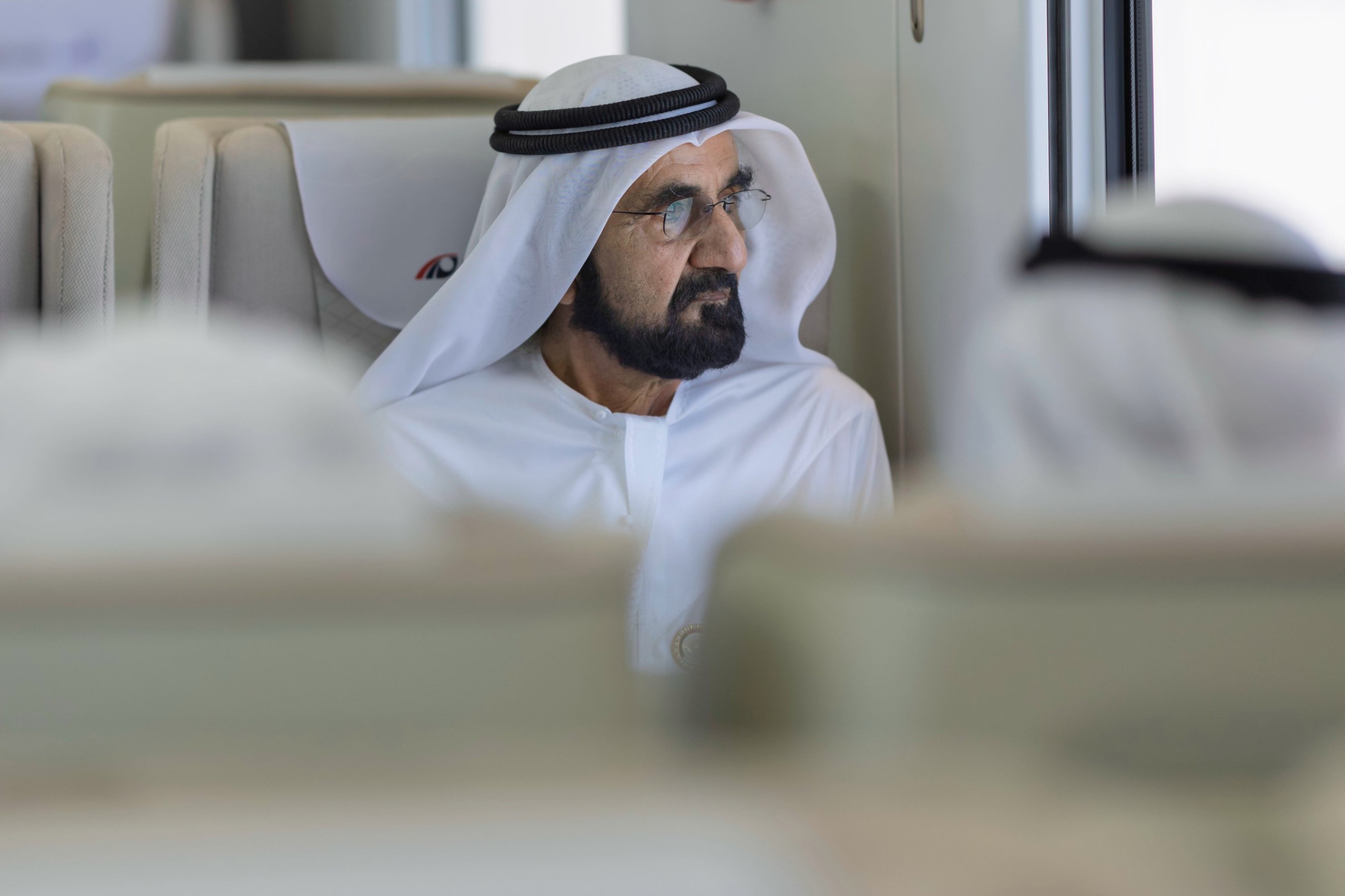 Mohammed boards Etihad Rail passenger train for journey between Dubai, Fujairah