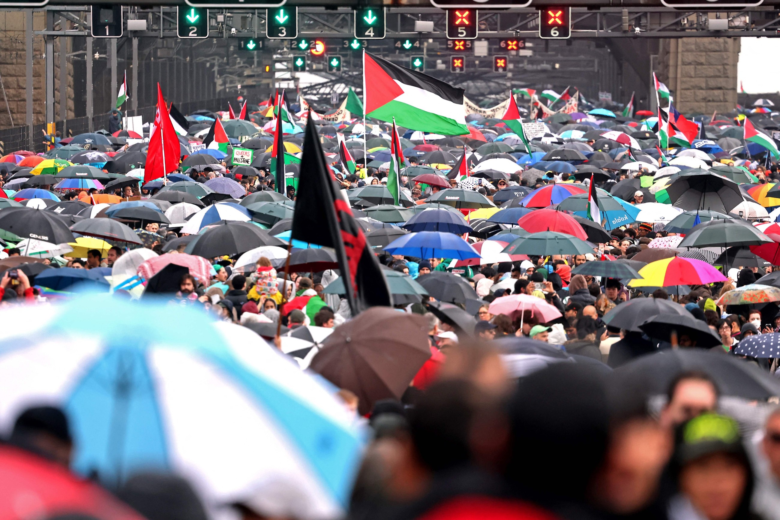 Tens of thousands join pro-Palestinian march over Sydney Harbour Bridge