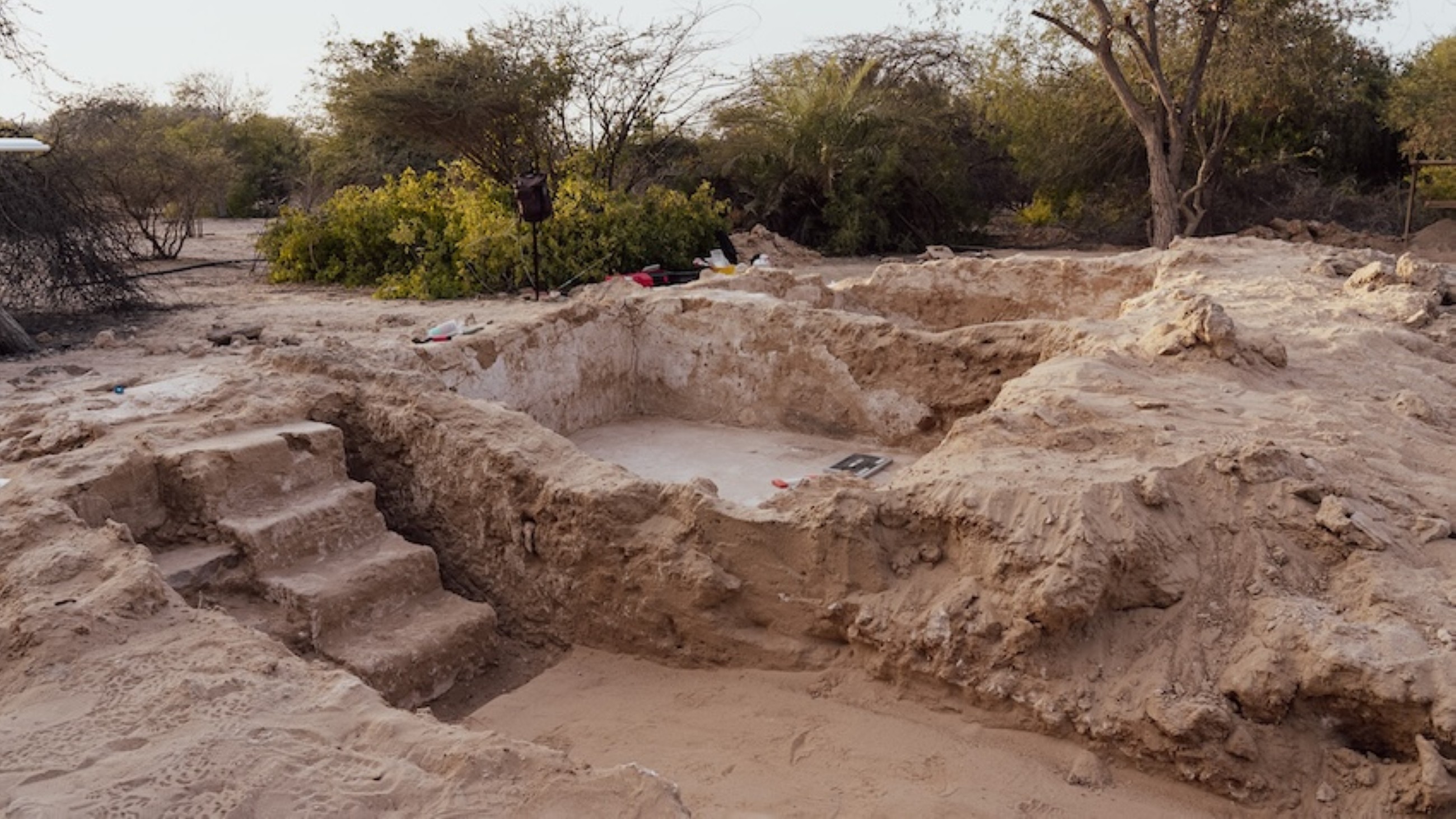 An ancient cross discovered at the site of a Christian monastery on Sir Bani Yas Island