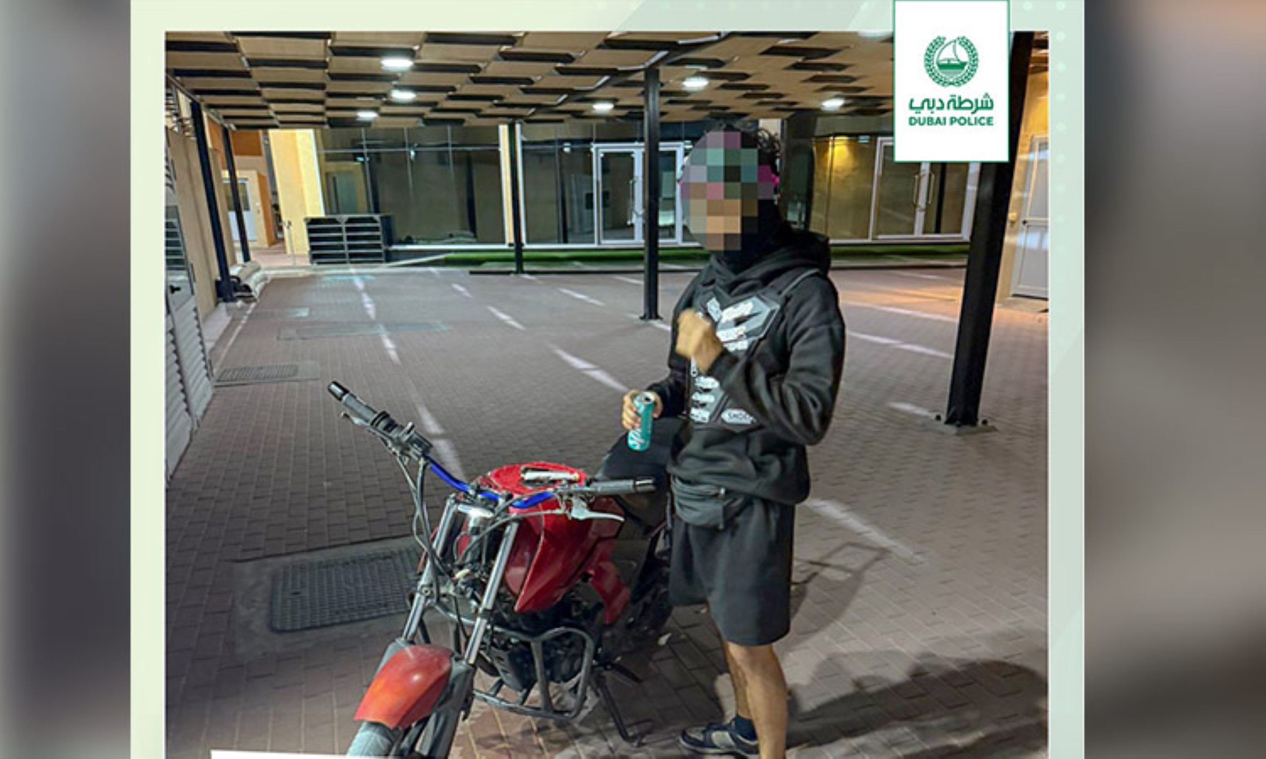 Dubai police arrest man for performing stunts on a bike without number plate