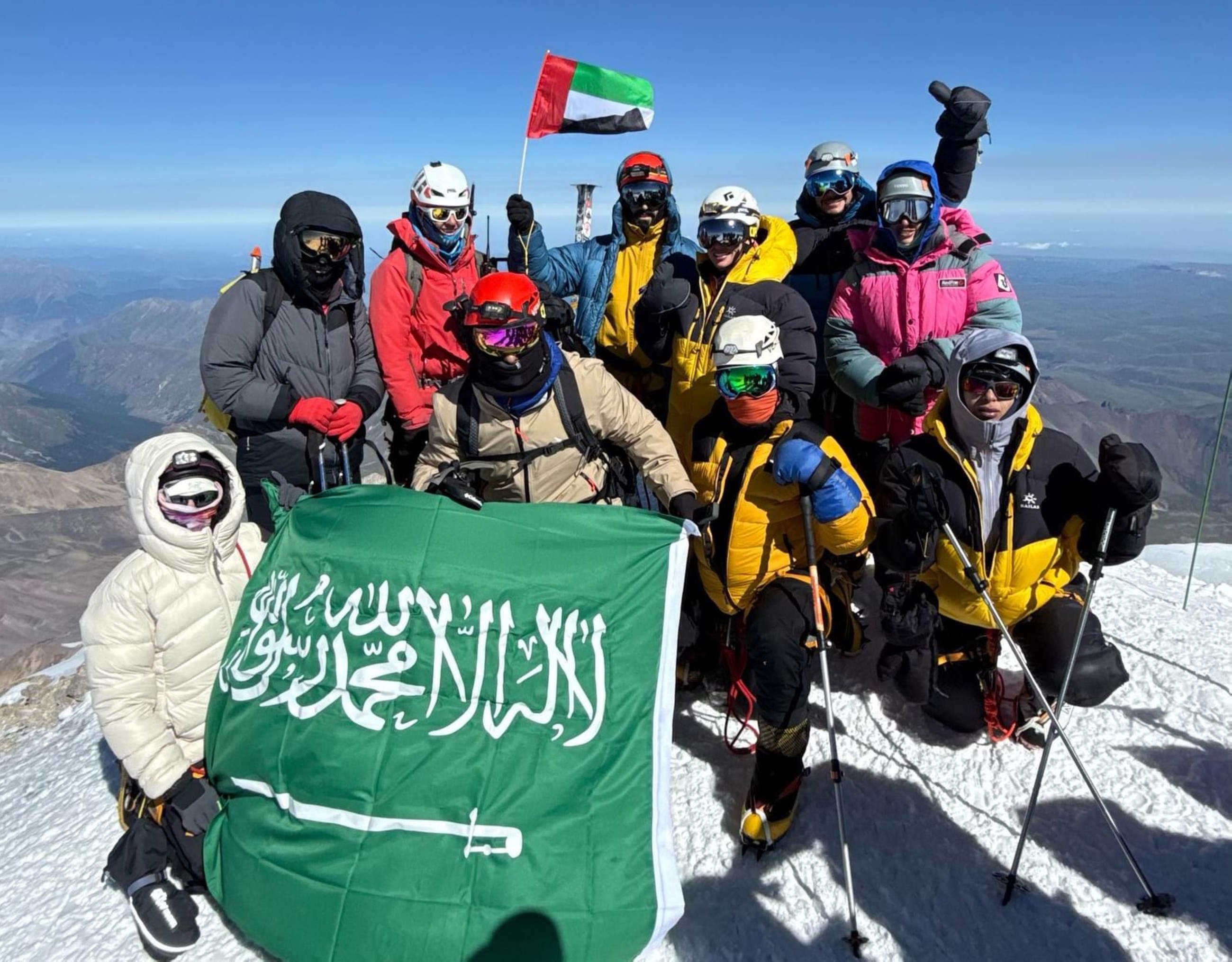 GCC adventurers raise UAE, Saudi flags on Mount Elbrus in Europe