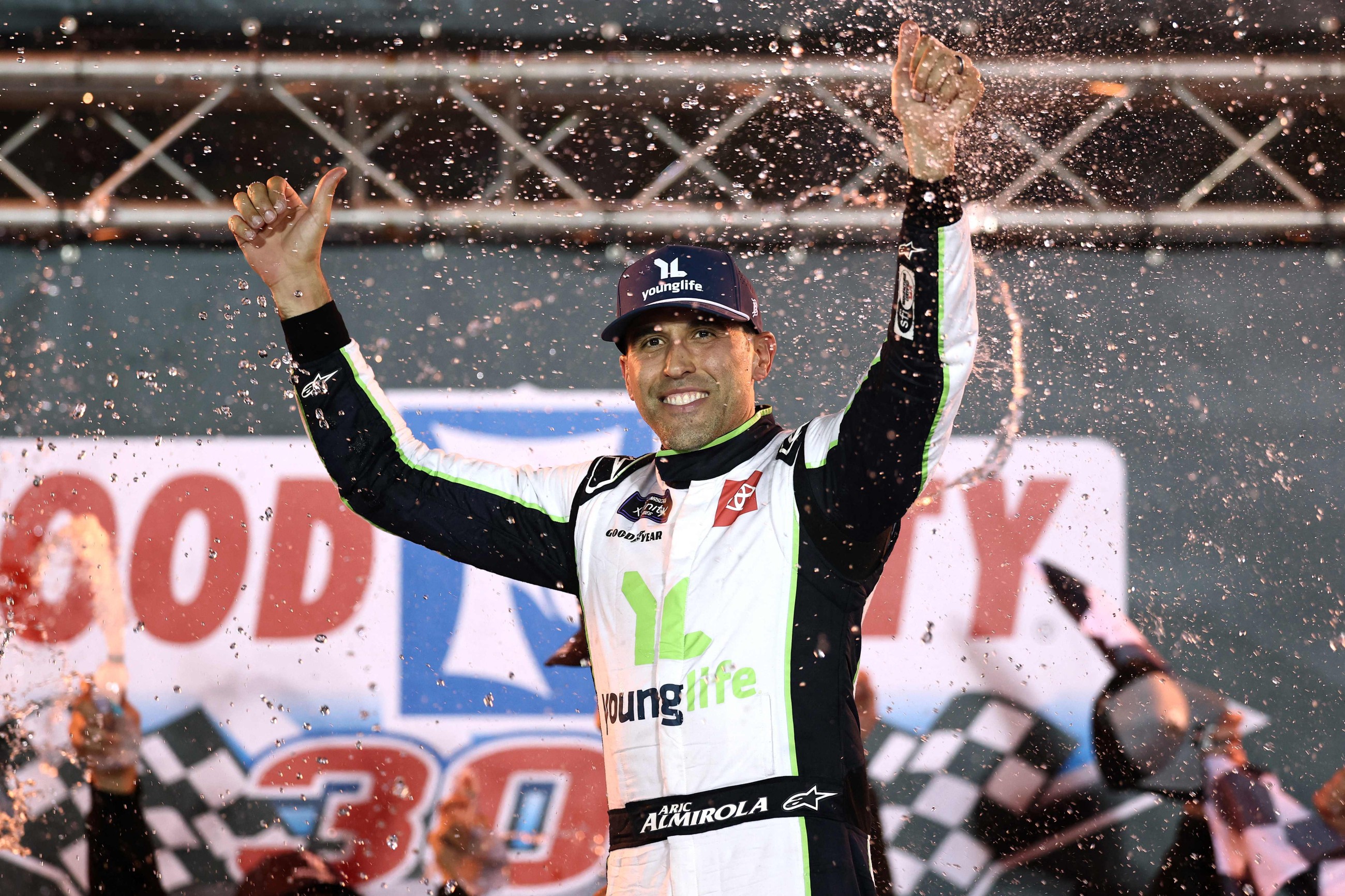 Aric Almirola wins Bristol Xfinity playoff opener on bold strategy