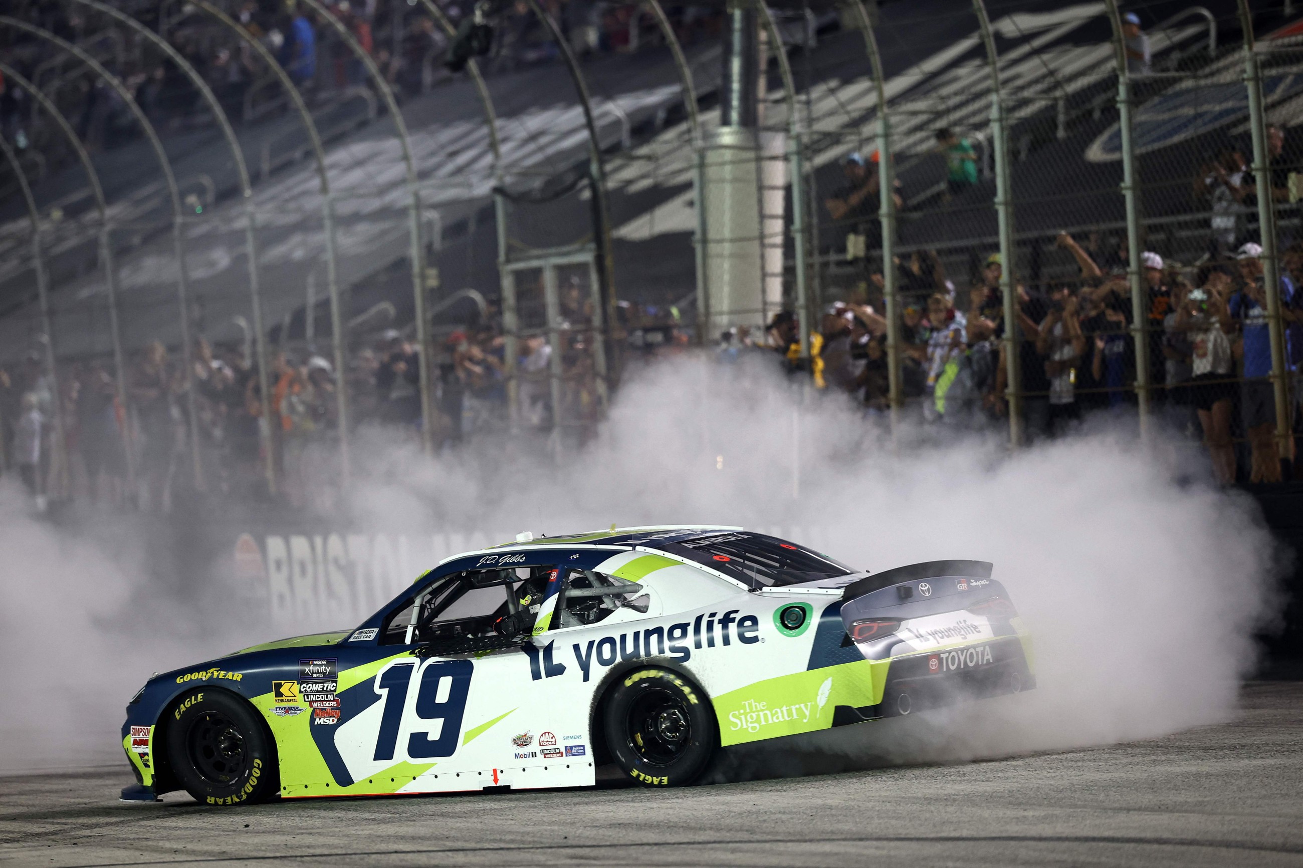 Aric Almirola wins Bristol Xfinity playoff opener on bold strategy