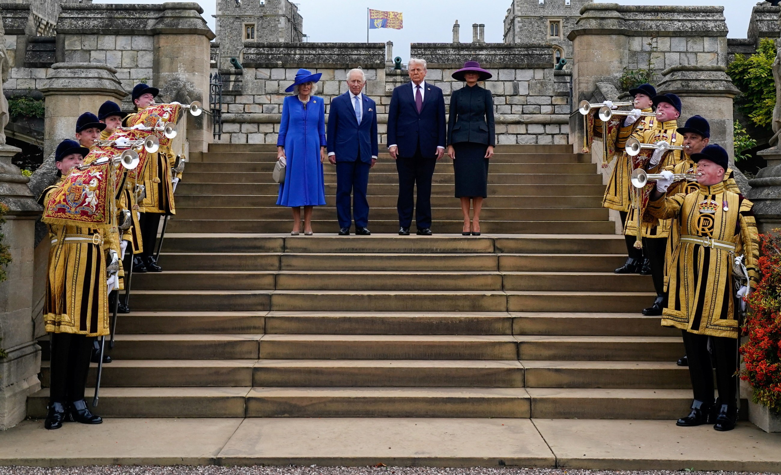 Trump relishes the glow of a British royal spectacle