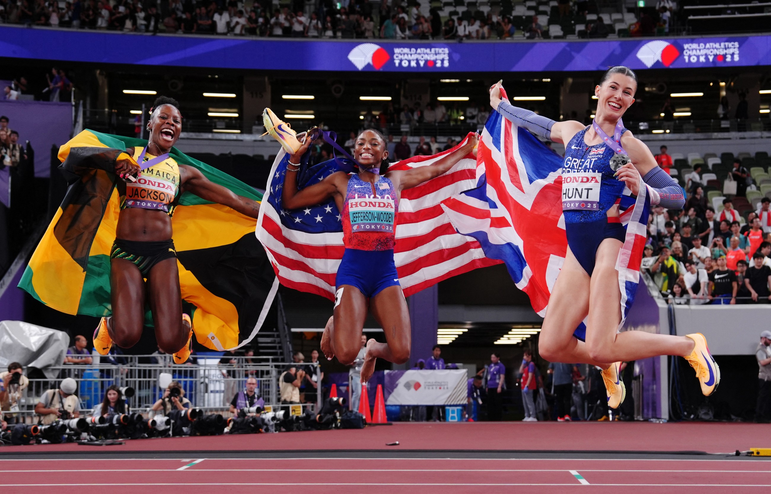 Jefferson-Wooden bags Tokyo sprint double, Lyles wins fourth 200m gold