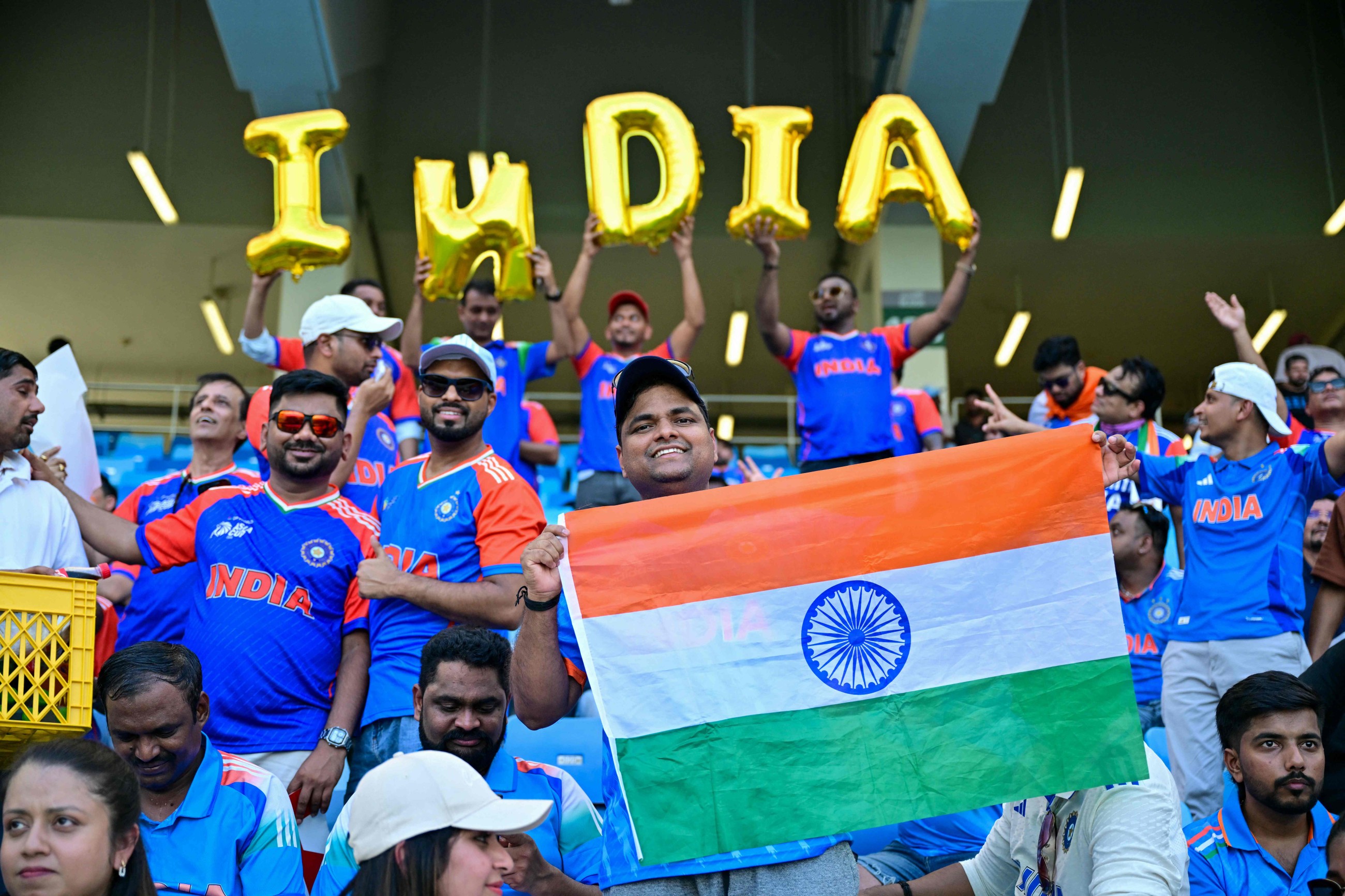 Fans arrive at Dubai Cricket Stadium ahead of high voltage India, Pakistan final clash