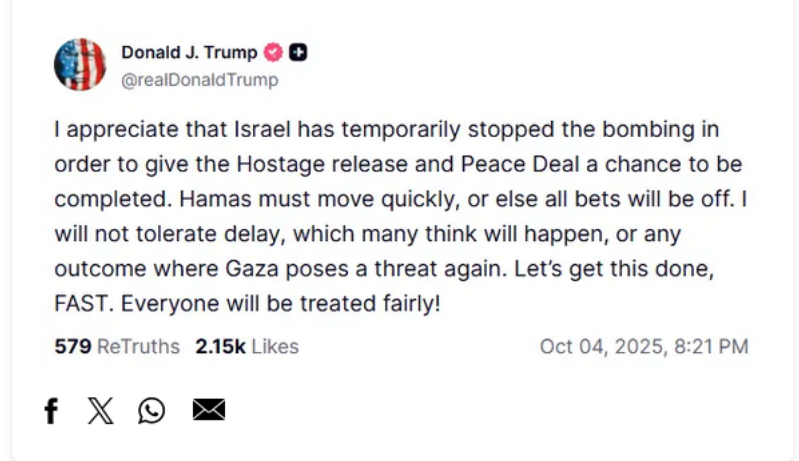 Israel strikes Gaza after Trump calls for end to bombardment; 57 more Palestinians killed
