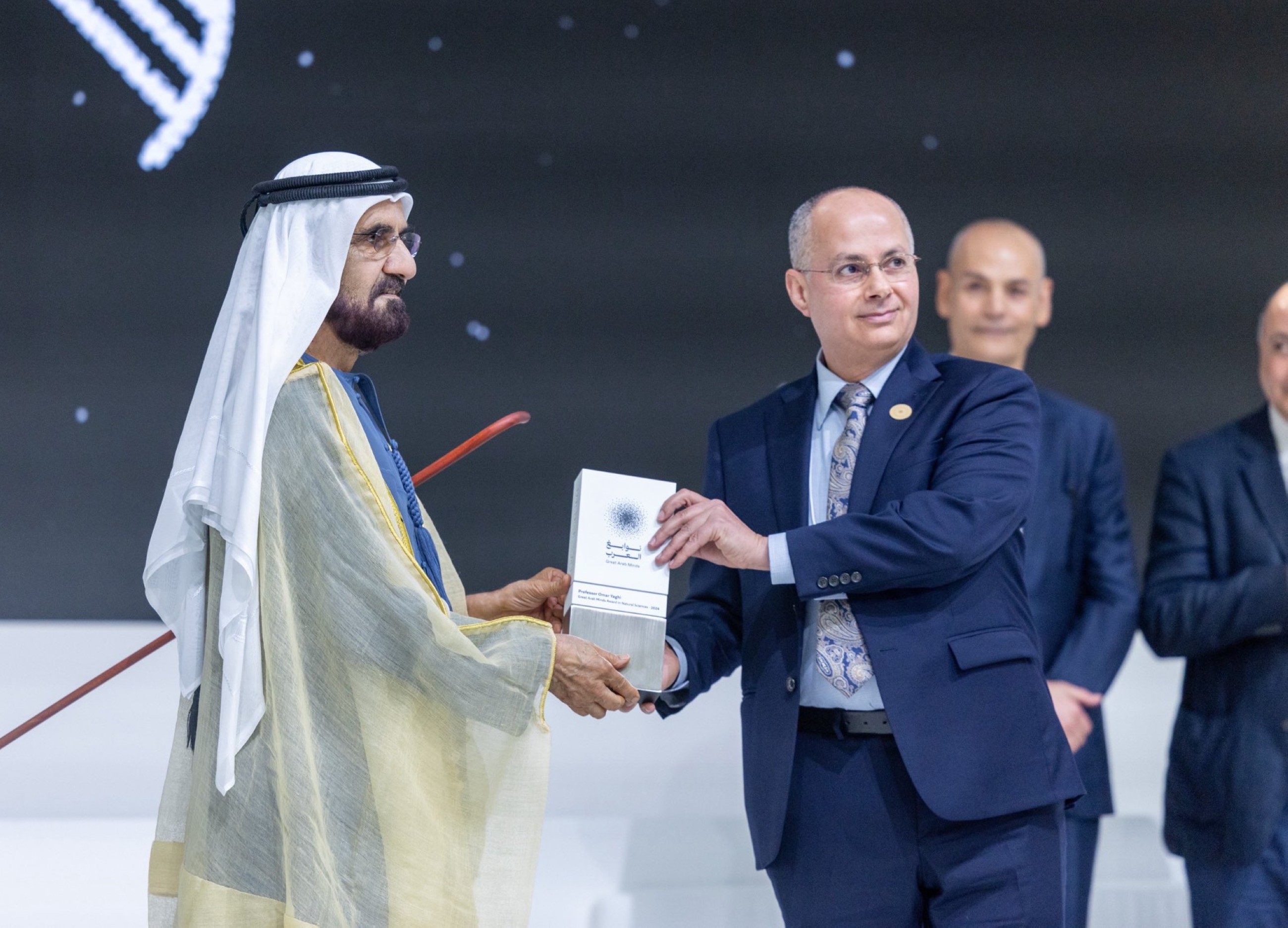 Sheikh Mohammed honours Prof. Omar Yaghi with Great Arab Minds award in Dubai.  File 