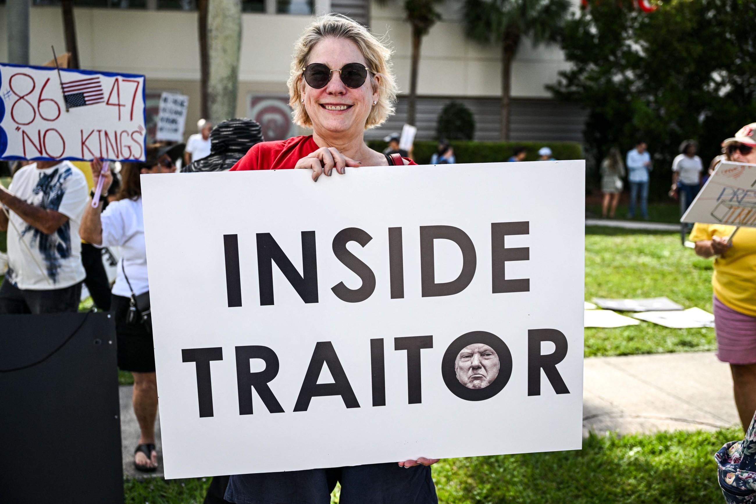 Crowds start to gather for anti-Trump 'No Kings' rallies across the US