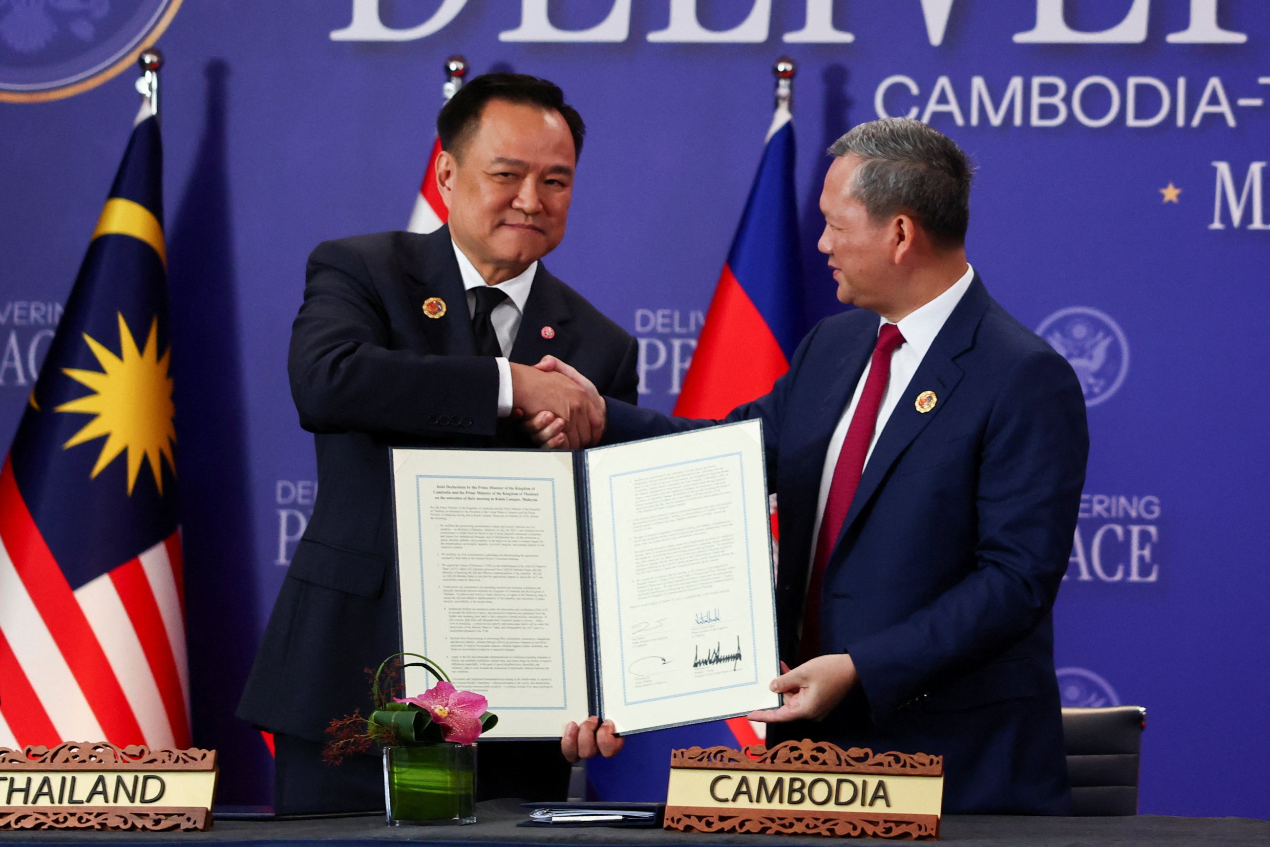 Trump attends ceasefire ceremony with Thailand and Cambodia