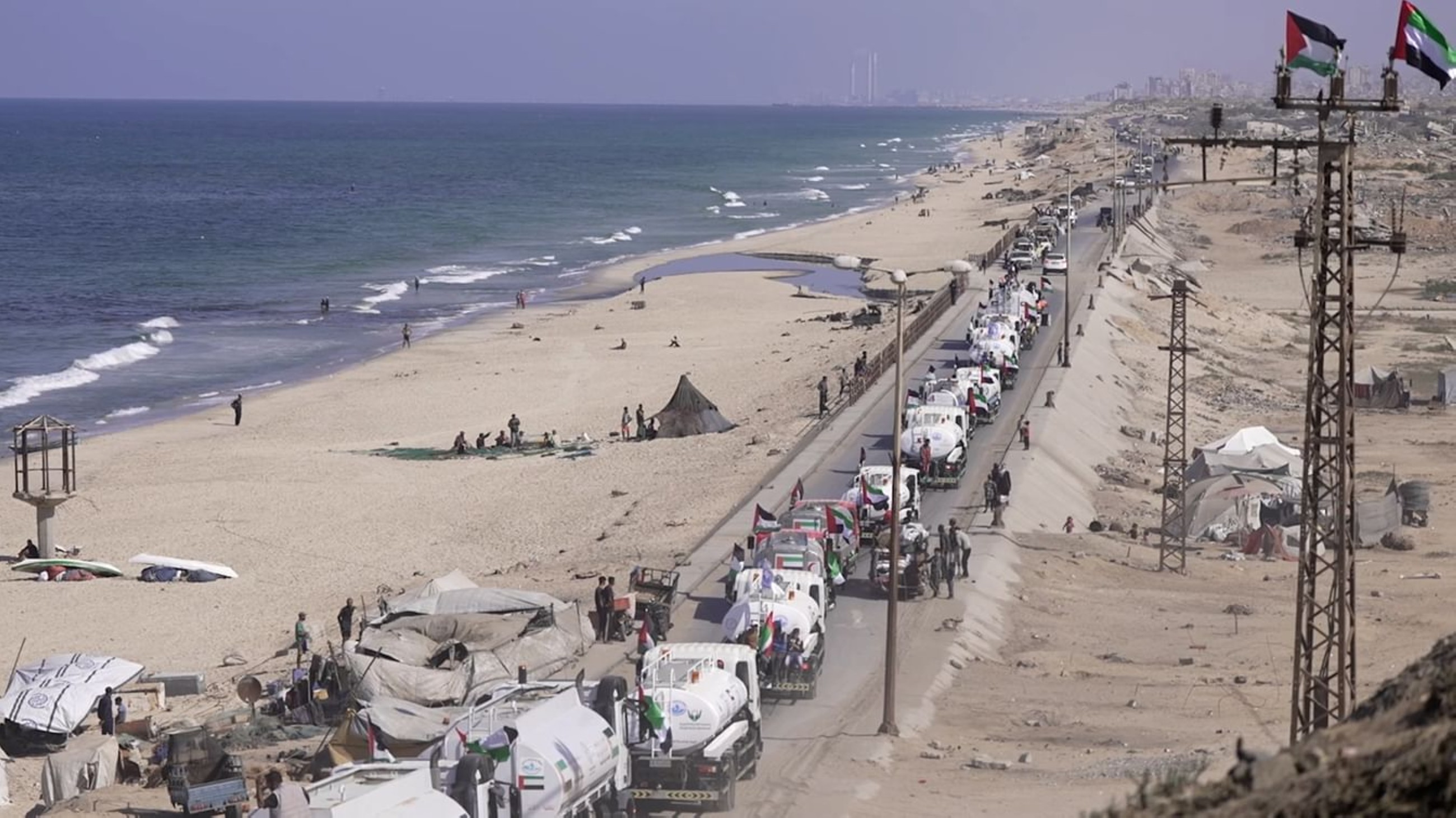 VIDEO: UAE dispatches largest convoy of water tankers to northern Gaza to aid displaced Palestinians