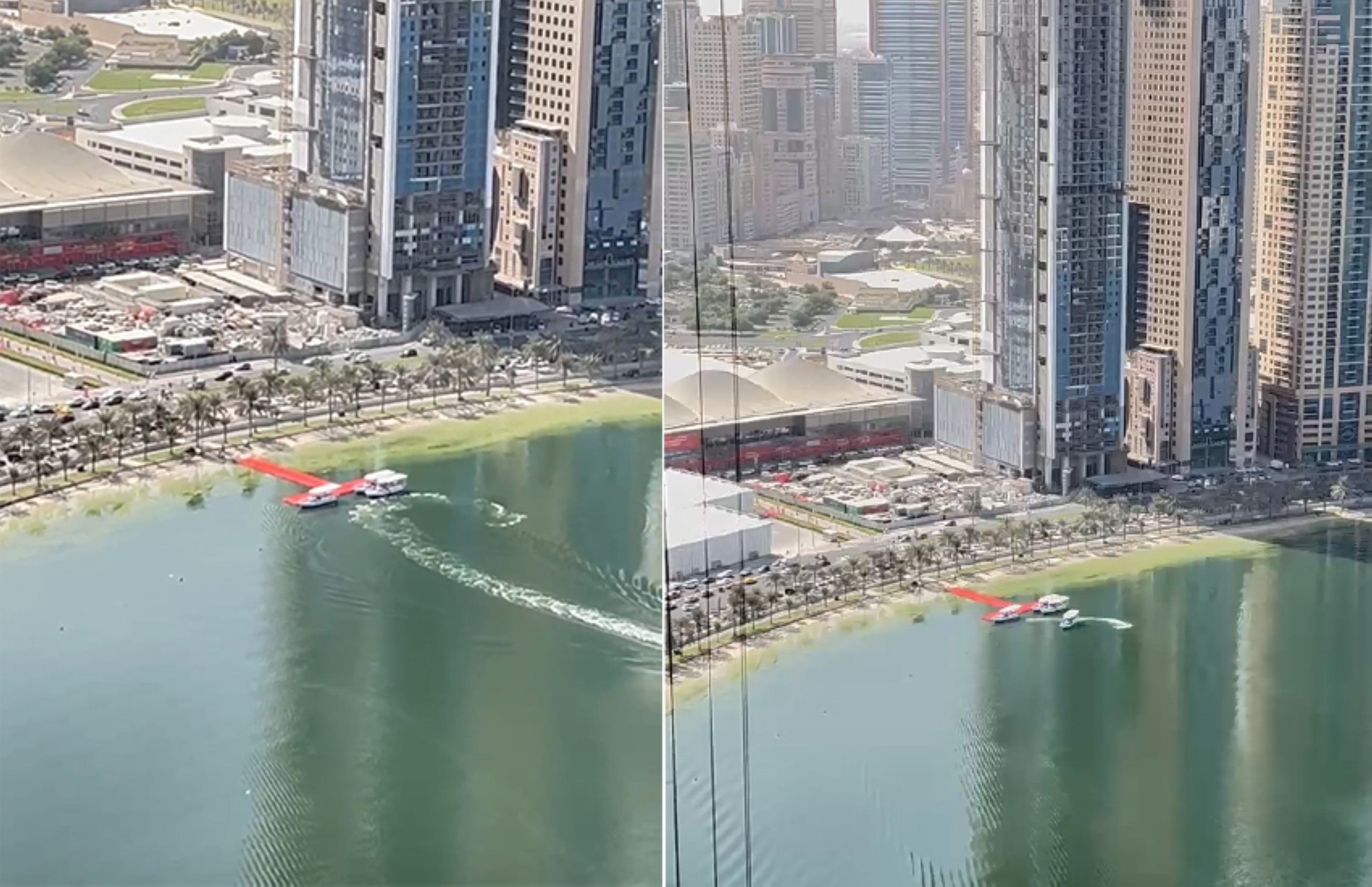 A combo image shows boats transporting visitors to Sharjah International Book Fair. 