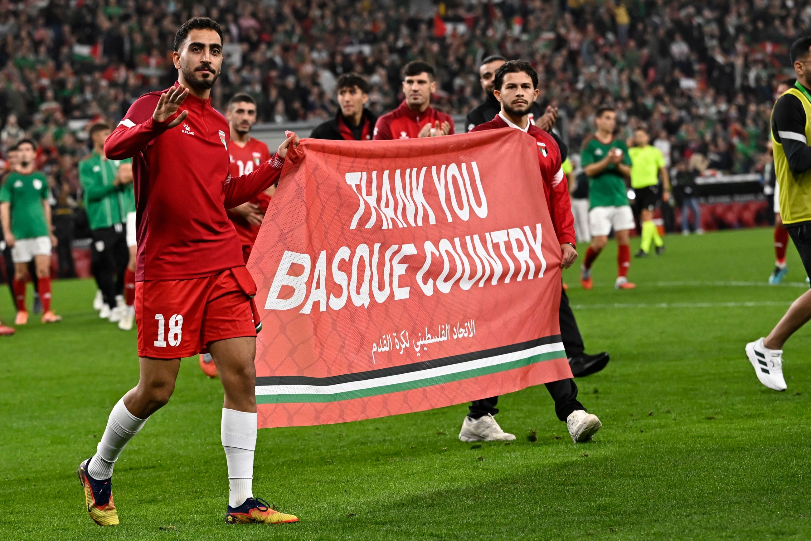 50,000 spectators attend Palestinian national football team's first match in Europe