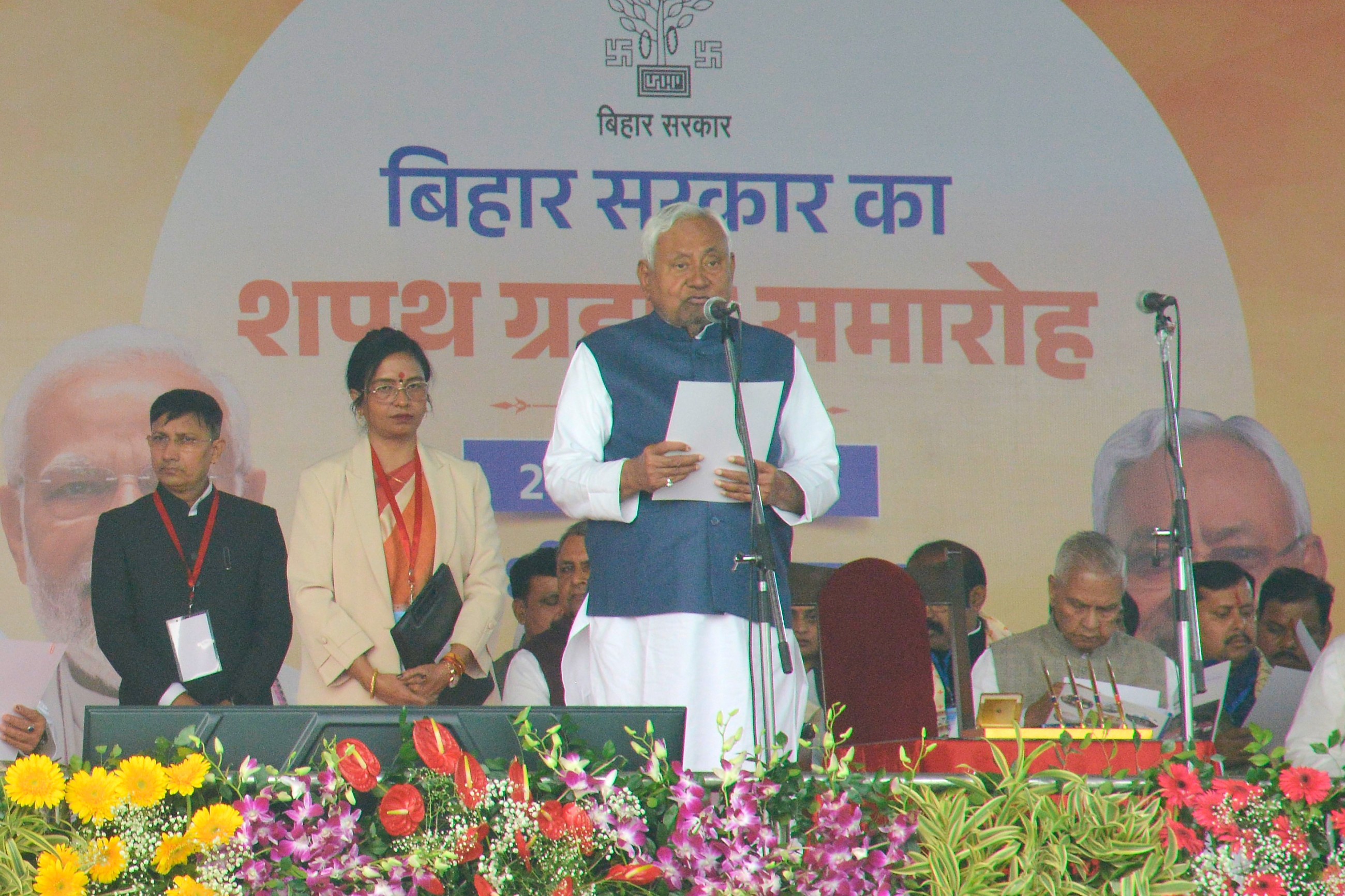 Nitish Kumar takes oath as chief minister of Indian state of Bihar for 10th time