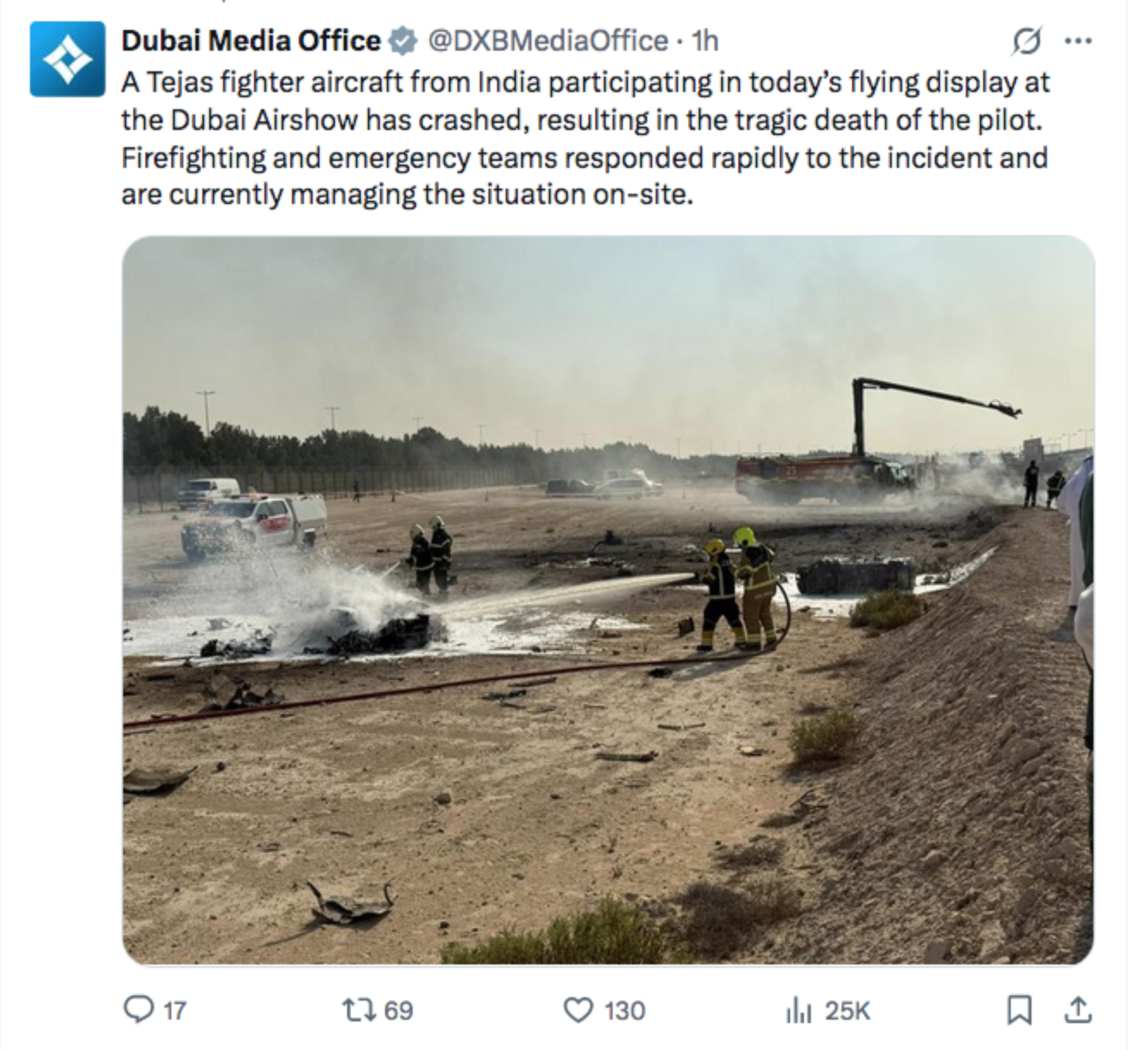 VIDEO: Indian pilot dies in fighter jet crash at Dubai Airshow