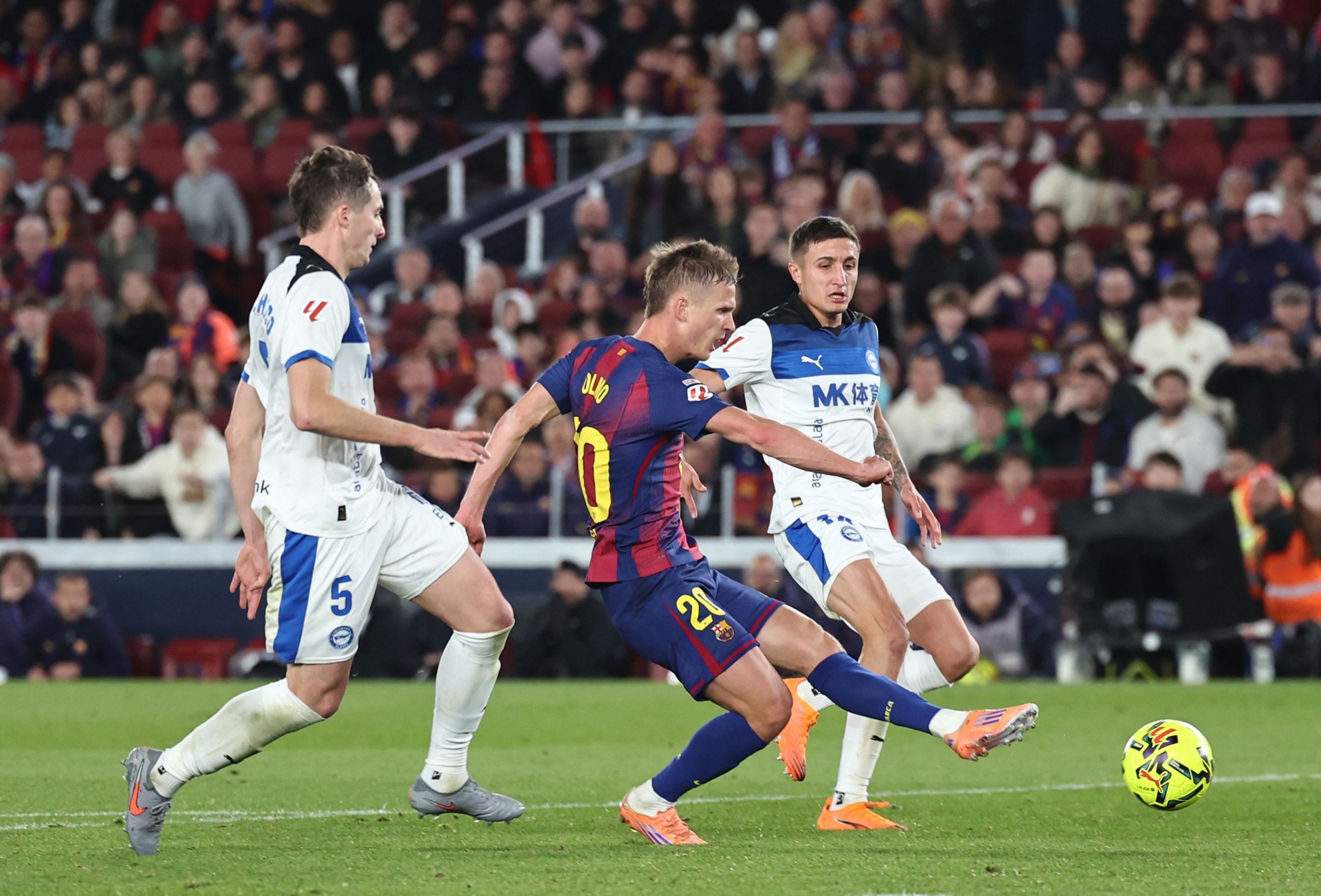 Olmo brace powers Barca to win over Alaves, Atletico rise to third