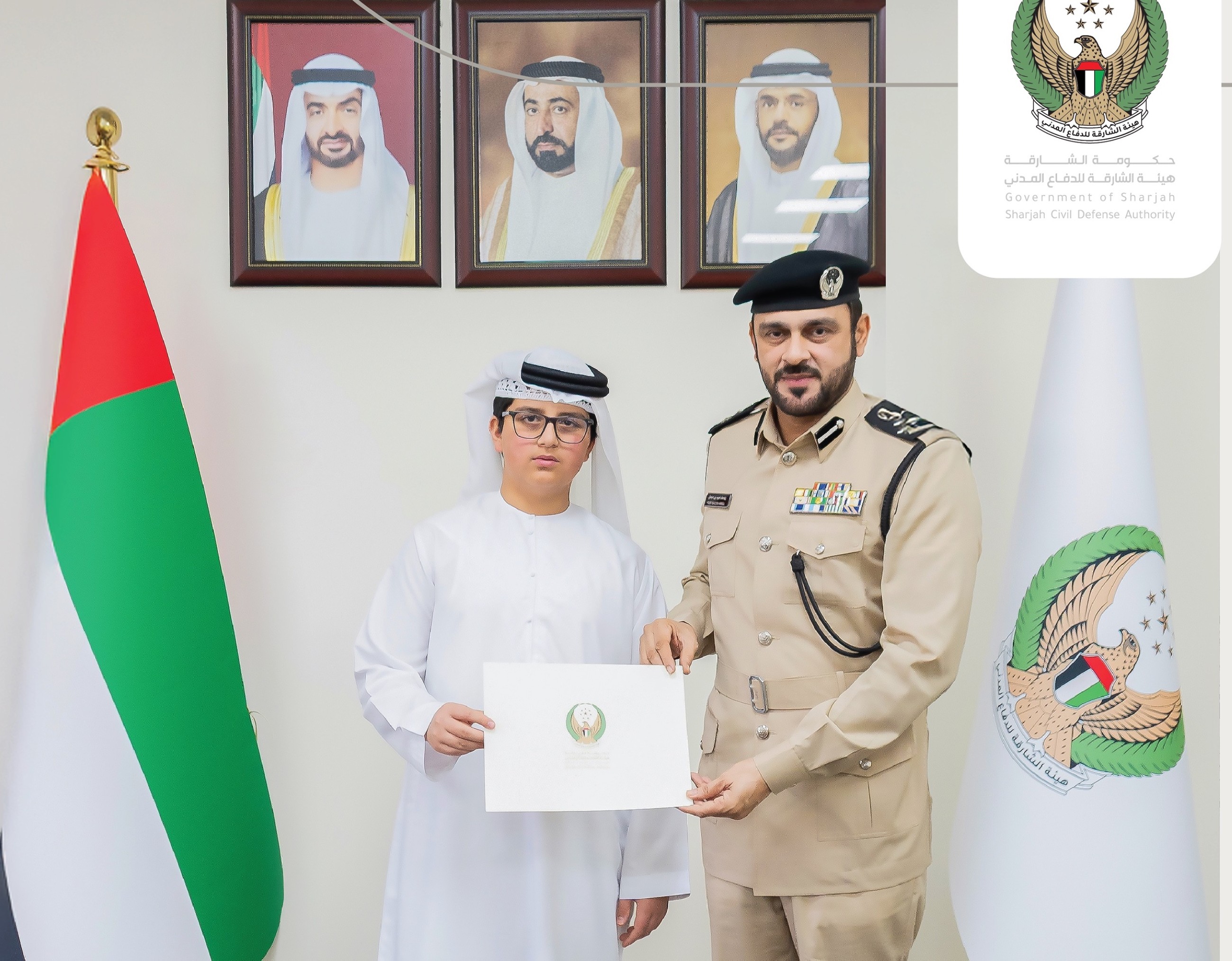 Sharjah Civil Defence honours 10-year-old for swift reporting of vehicle fire