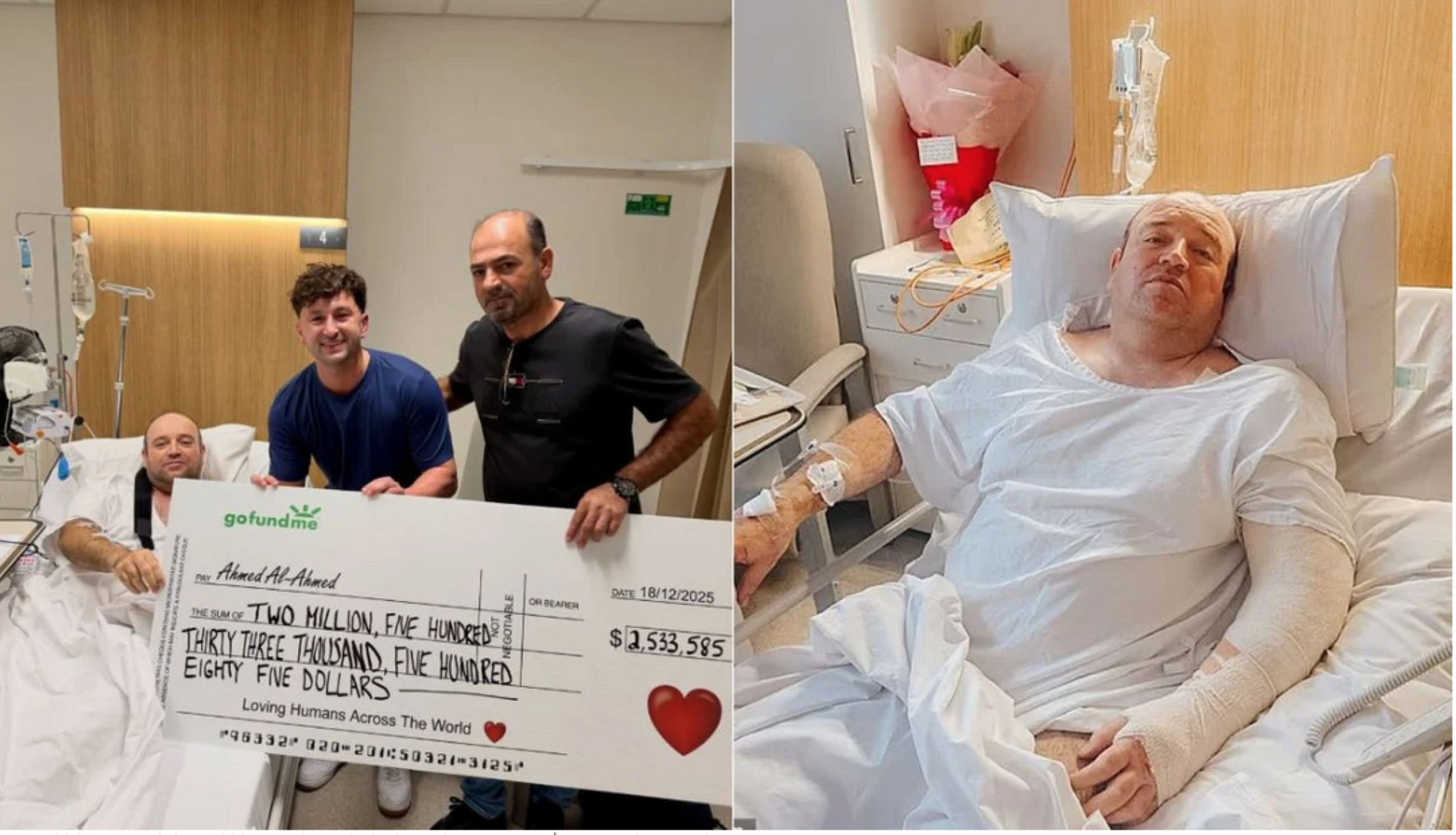 Australia's 'Bondi Hero' Ahmed receives $1.65m in hospital collected from fundraising