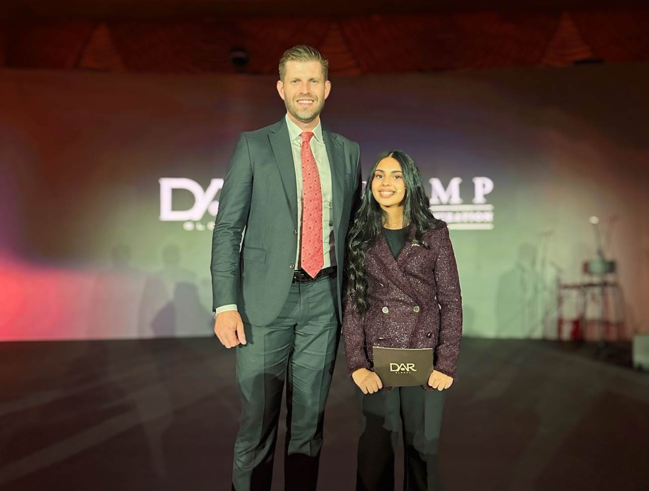 Saudi youth icon Rateel Alshehri, 14, welcomes Eric Trump at Trump Plaza Jeddah launch