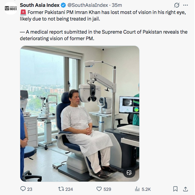 Pakistan top court orders eye check-up for ex-PM Imran, phone call with sons before Feb.16