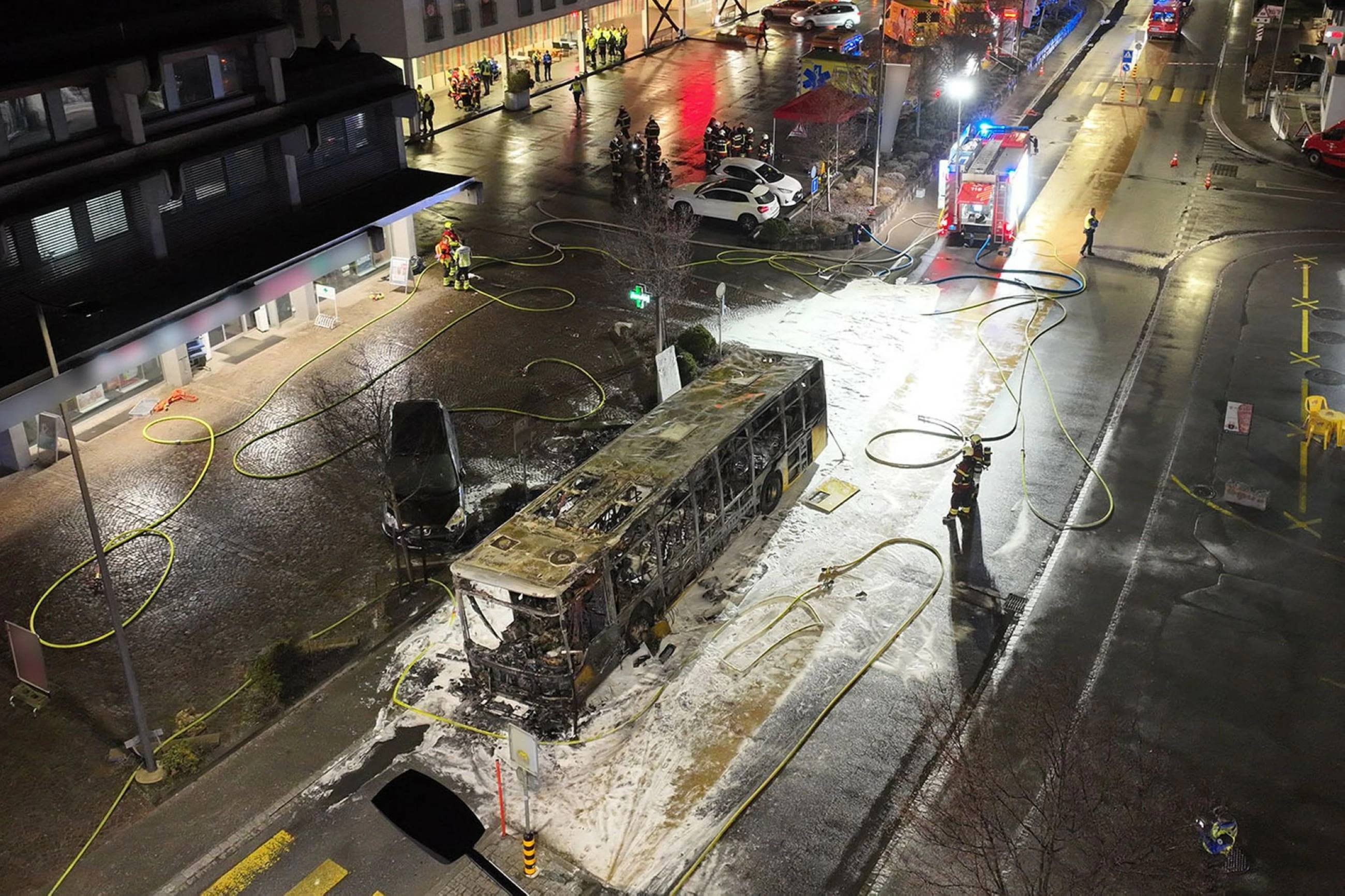 Six die in Swiss bus blaze after reports of person setting themselves on fire