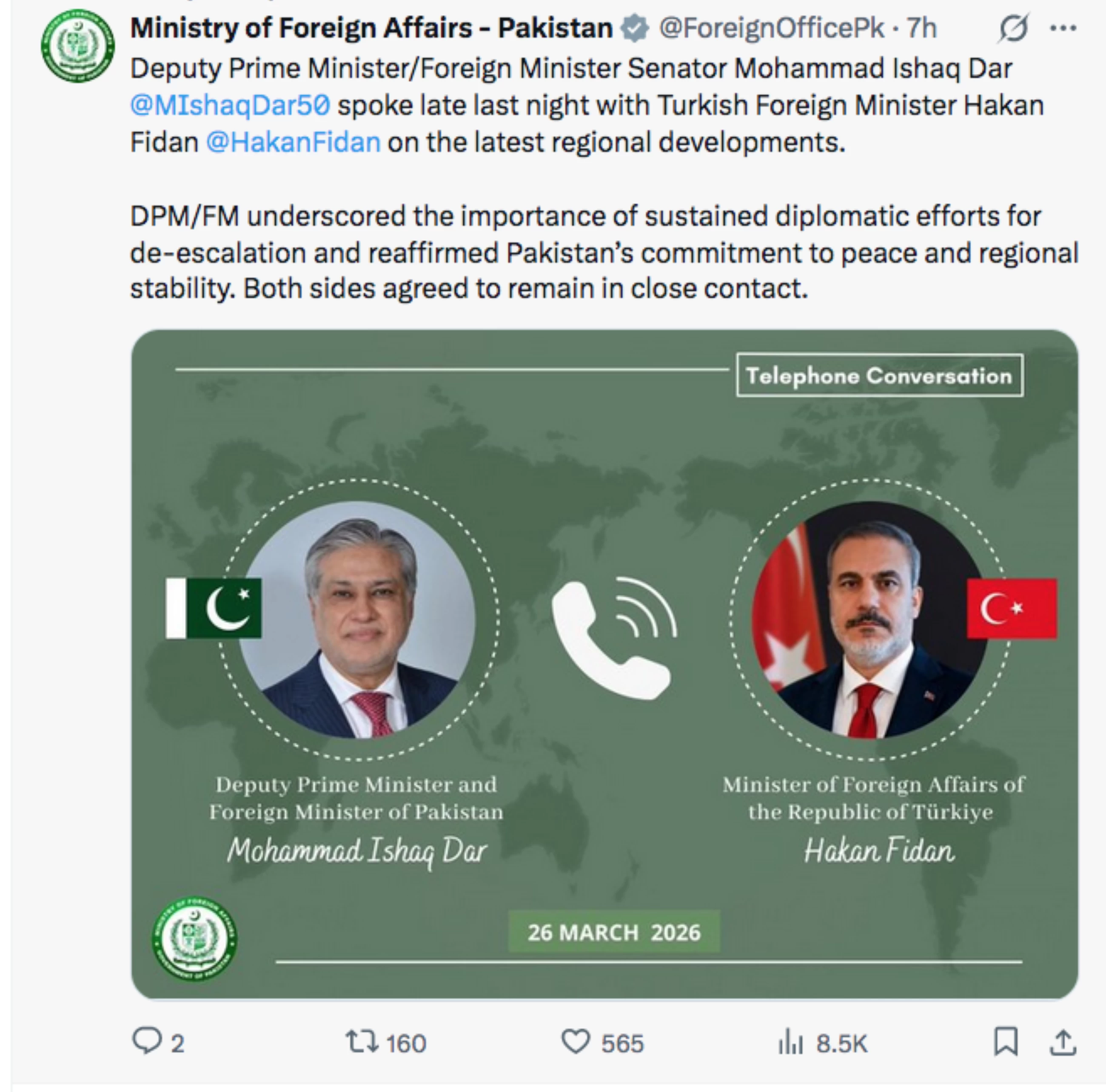 Pakistan relaying messages in US-Iran indirect peace talks, says foreign minister