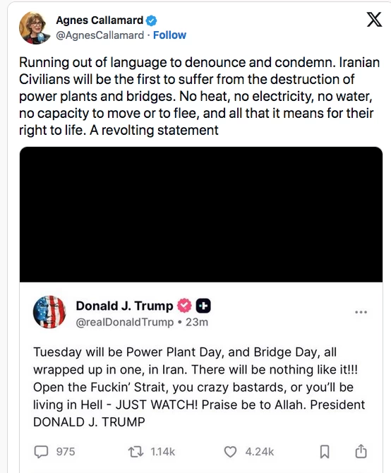 Trump threatens to hit Iran infrastructure if Hormuz remains blocked