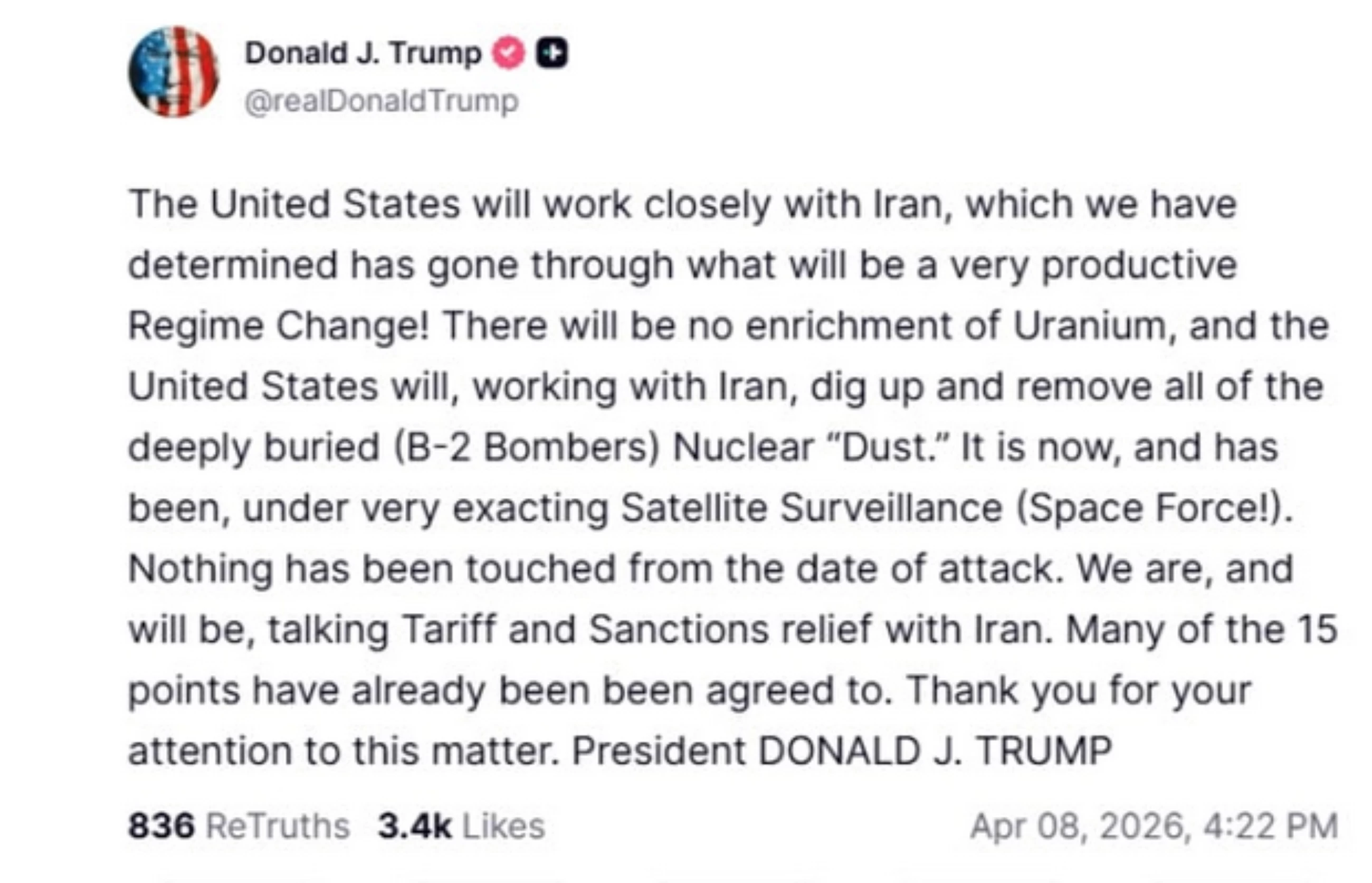 US will work closely with Iran, says Trump after Pakistan-brokered ceasefire