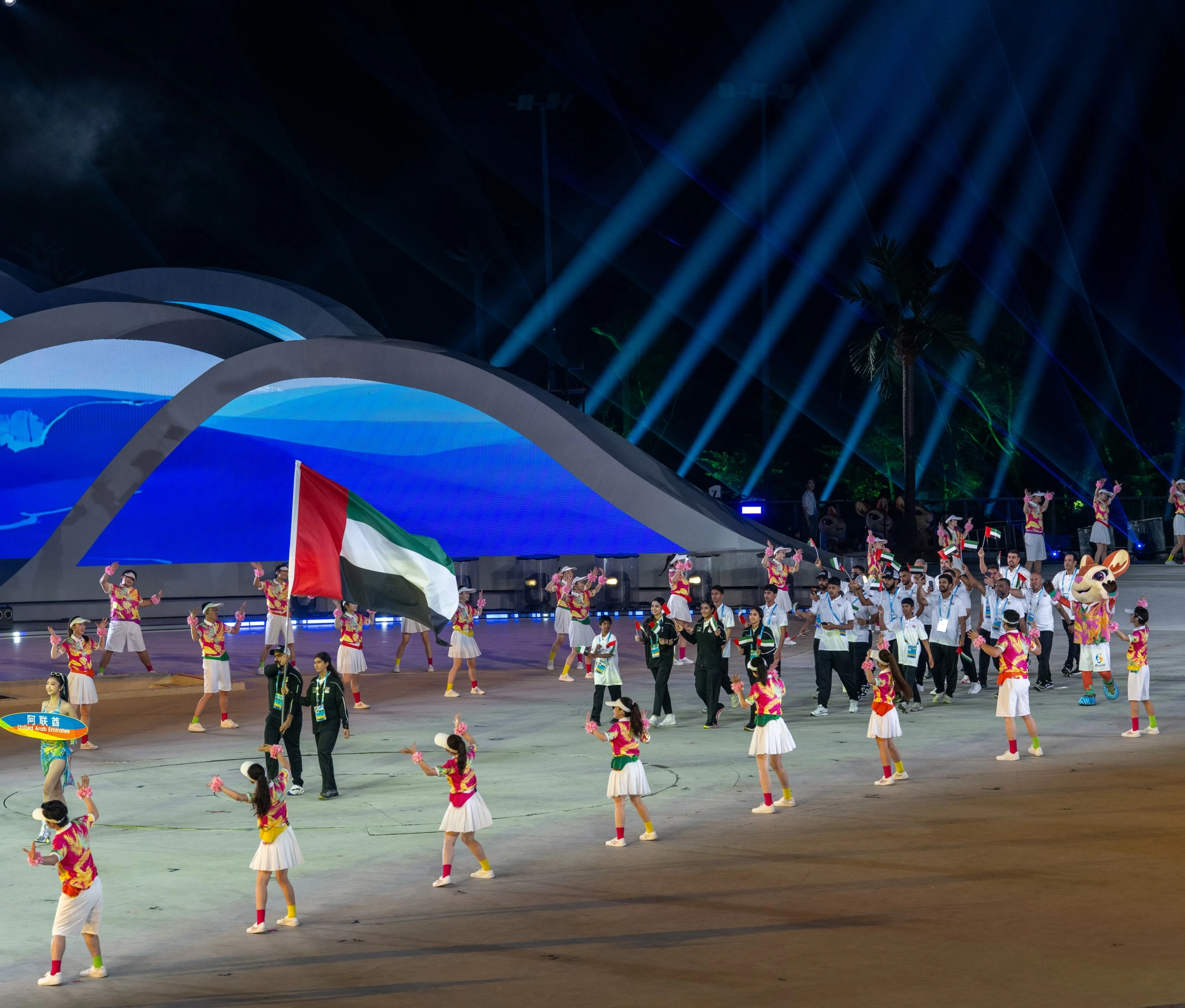 Humaid and Marwa carry UAE flag at Asian Beach Games opening ceremony