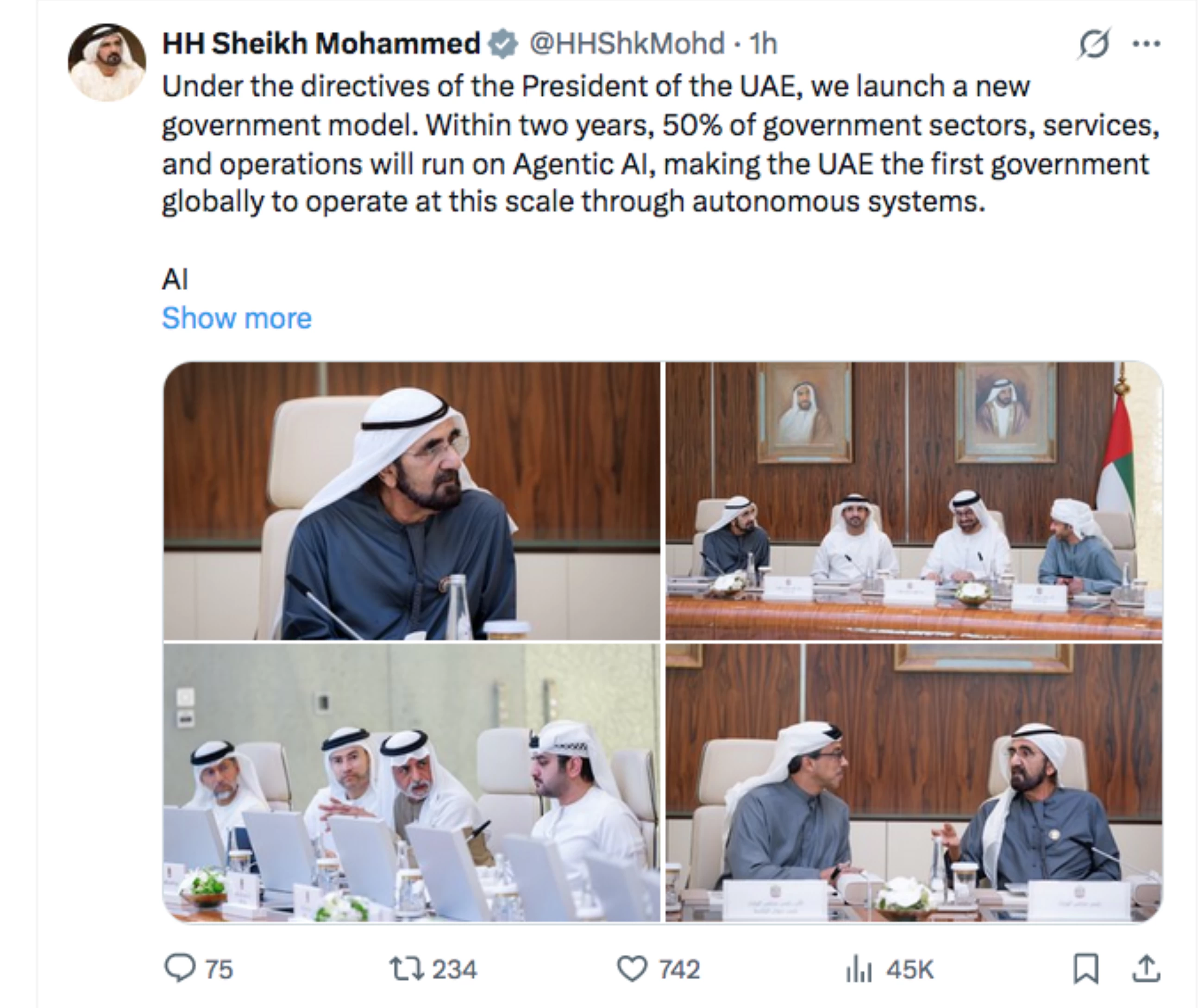 VIDEO: Sheikh Mohammed announces 50% of UAE government services will be powered by AI within 2 years
