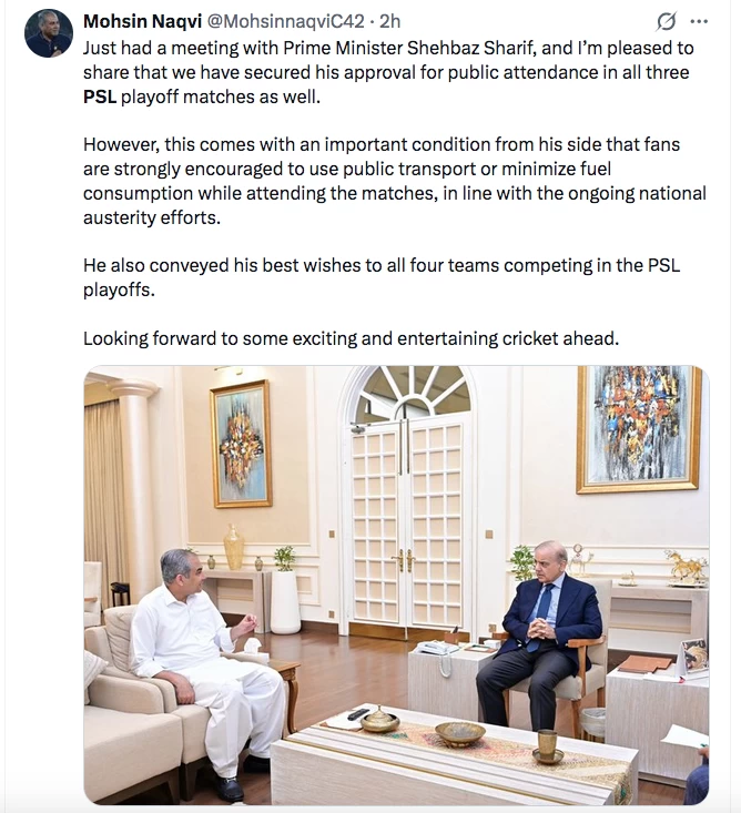 Cricket fans allowed to attend playoff matches in Pakistan Super League