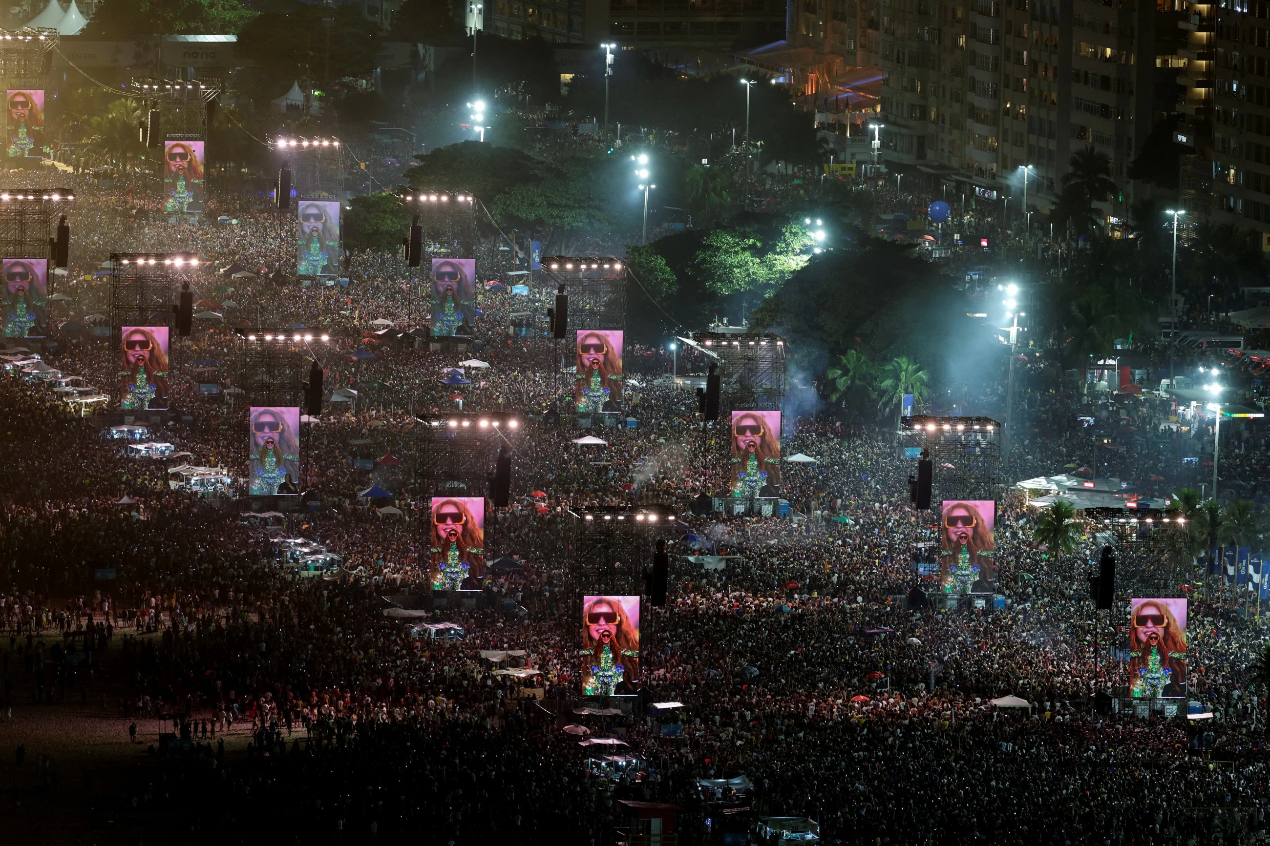 Massive crowds fill Rio's Copacabana beach for Shakira concert