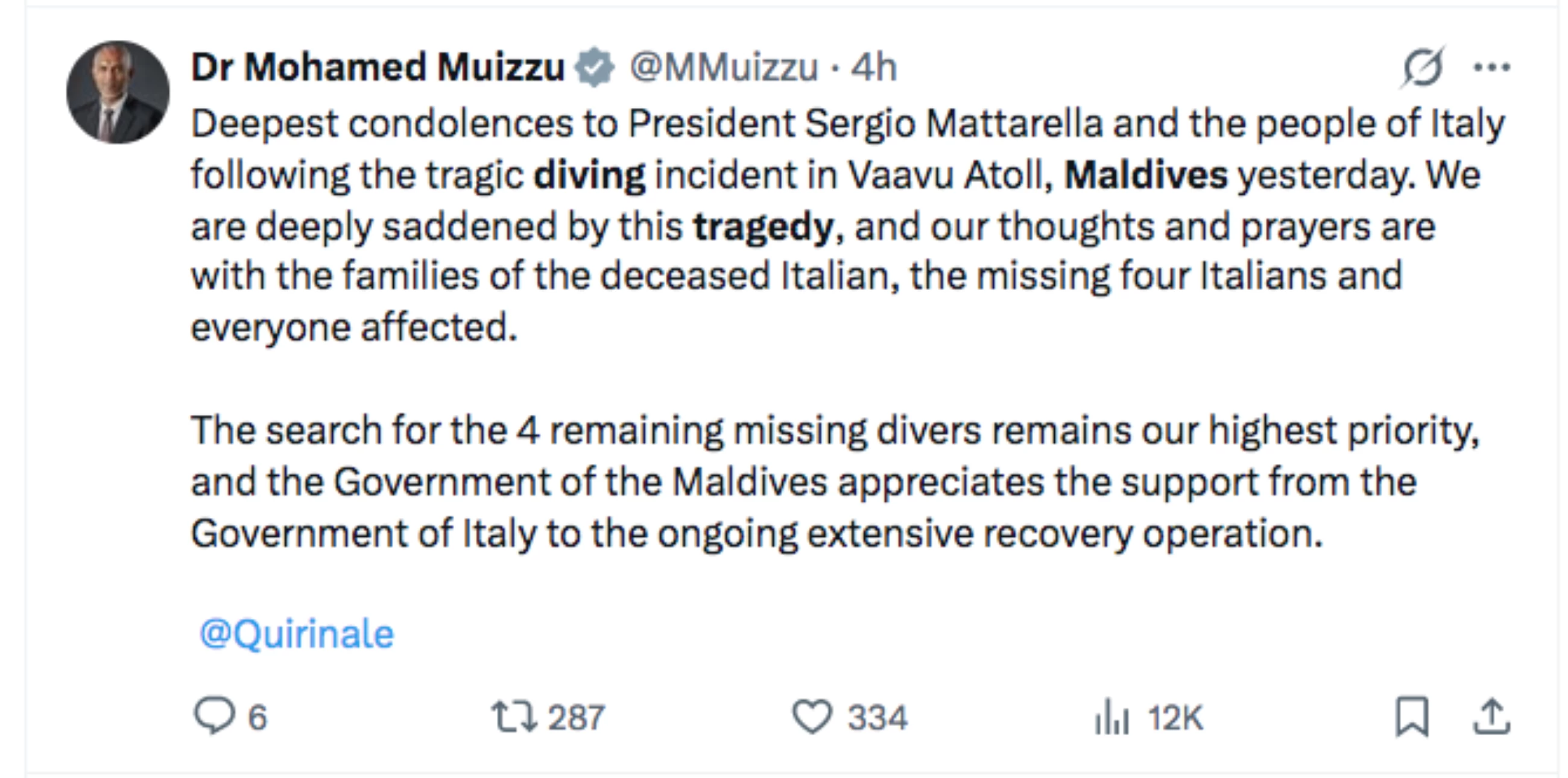 Five Italian tourists die in Maldives cave diving tragedy