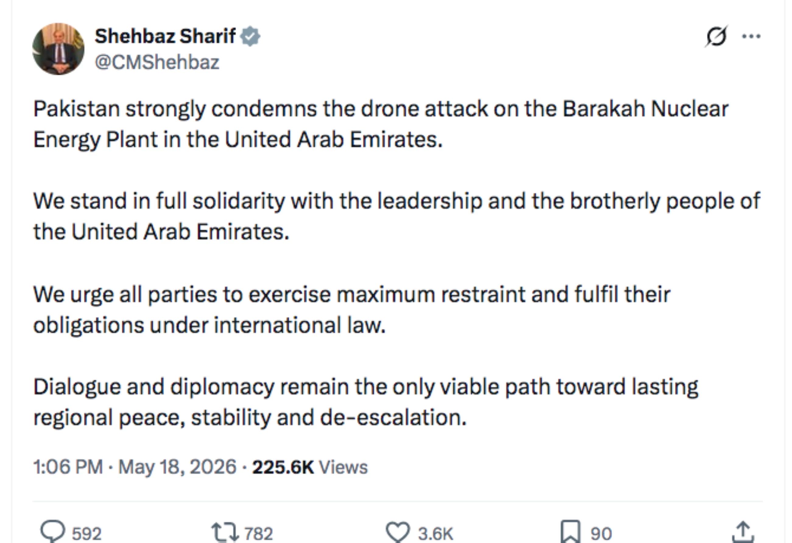 Pakistan's PM Shahbaz strongly condemns drone attack on UAE plant