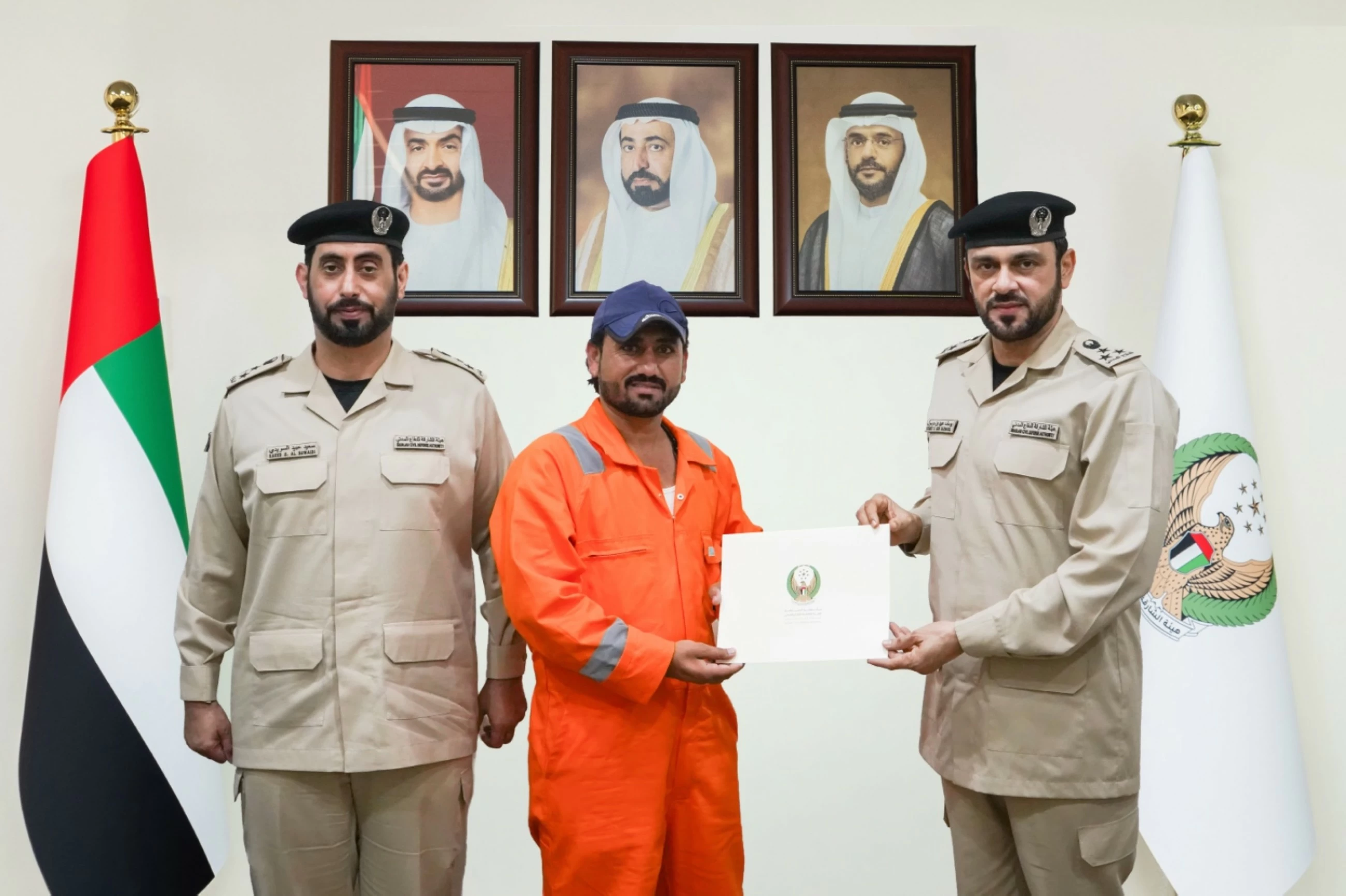 Sharjah Civil Defence Authority honours three men for active contributions