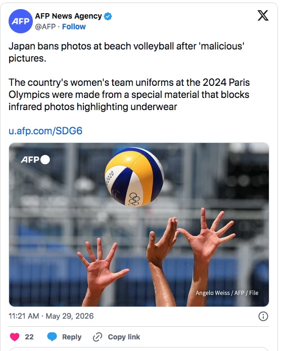 Japan bans photos at beach volleyball after 'malicious' pictures of players