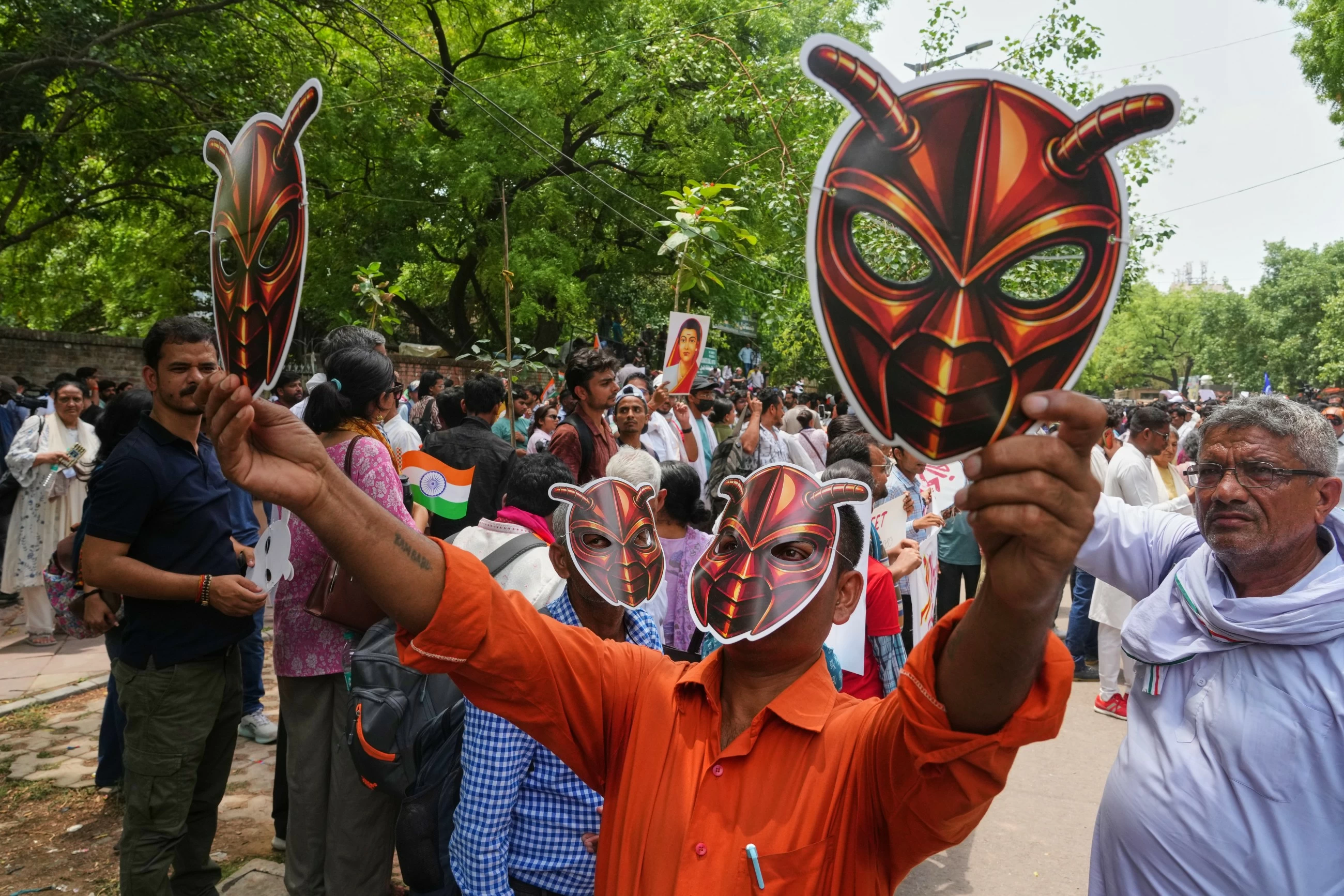Hundreds join protest led by India's viral 'Cockroach Party'