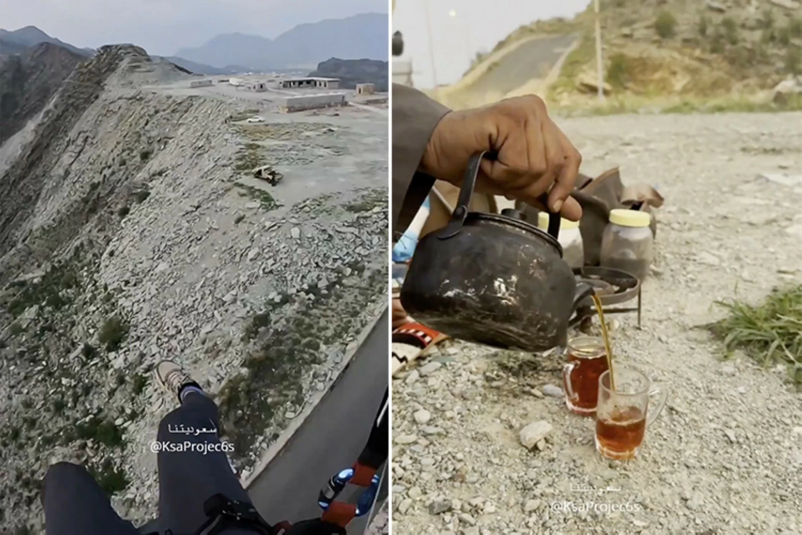 VIDEO: Saudi man's tea offer prompts paraglider to land on mountaintop