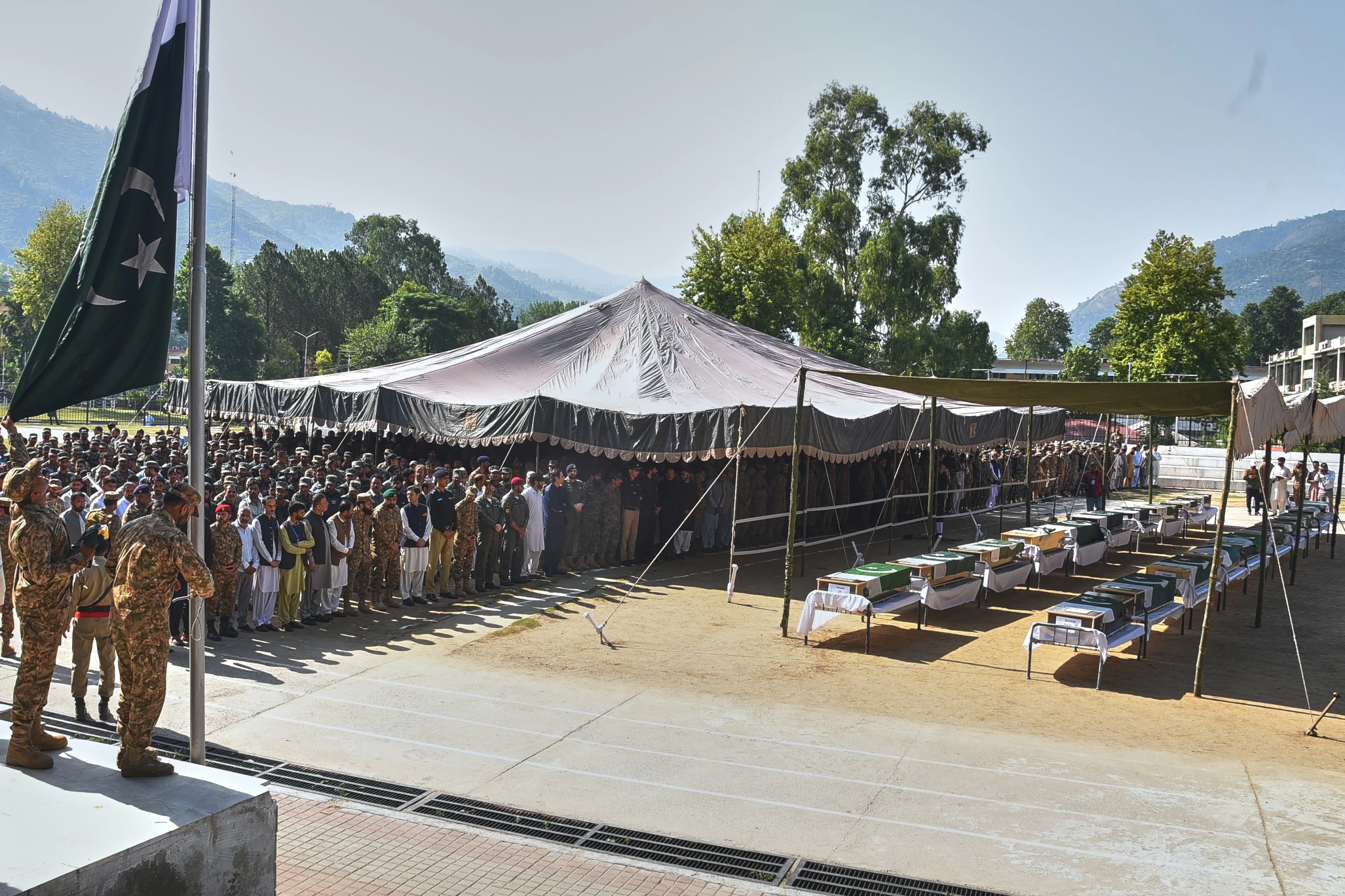 Soldiers mourn victims of army helicopter crash in Pakistan's AJK region