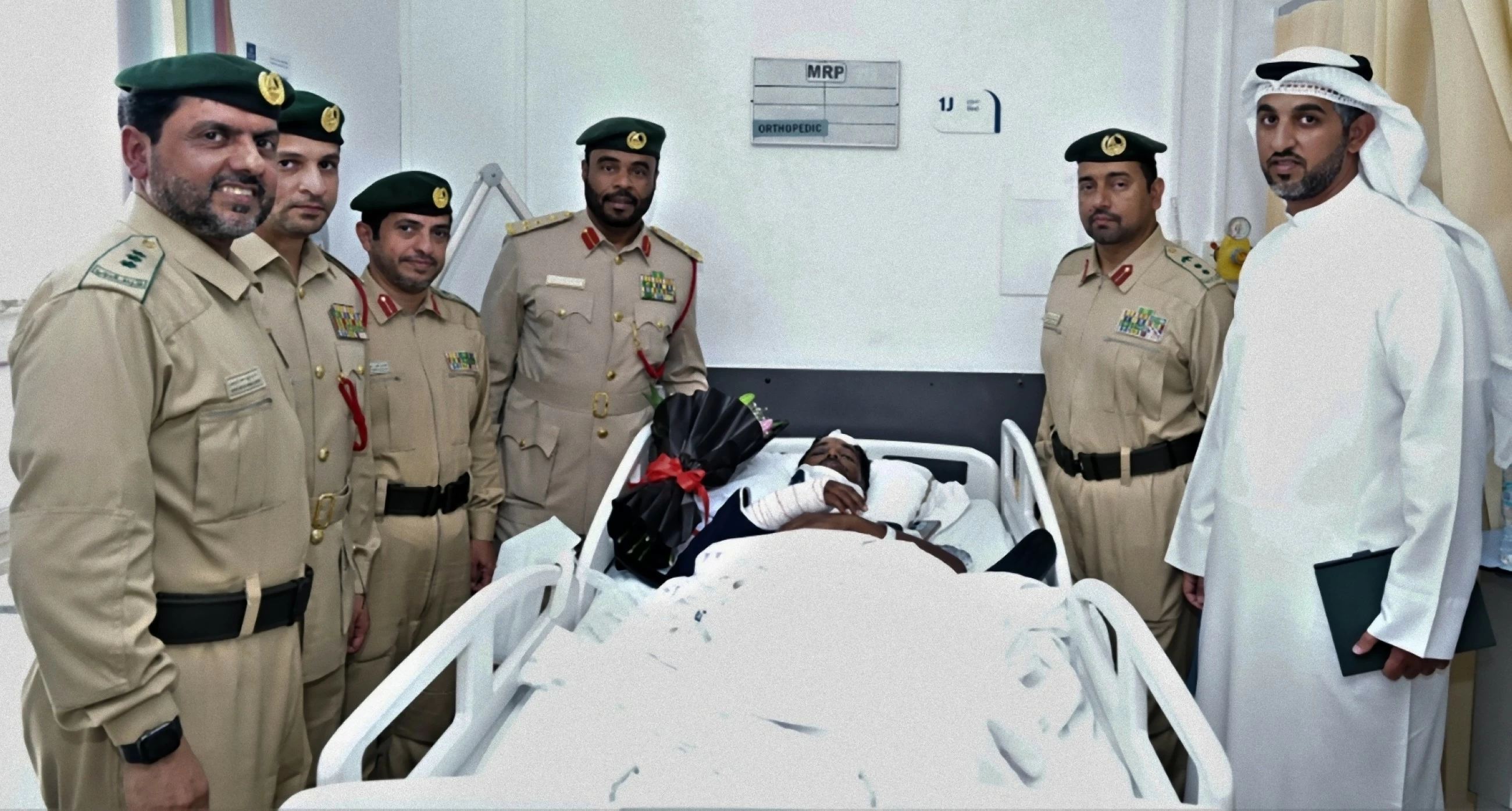 Dubai Police officials visit survivors of minibus-truck crash to check on their health