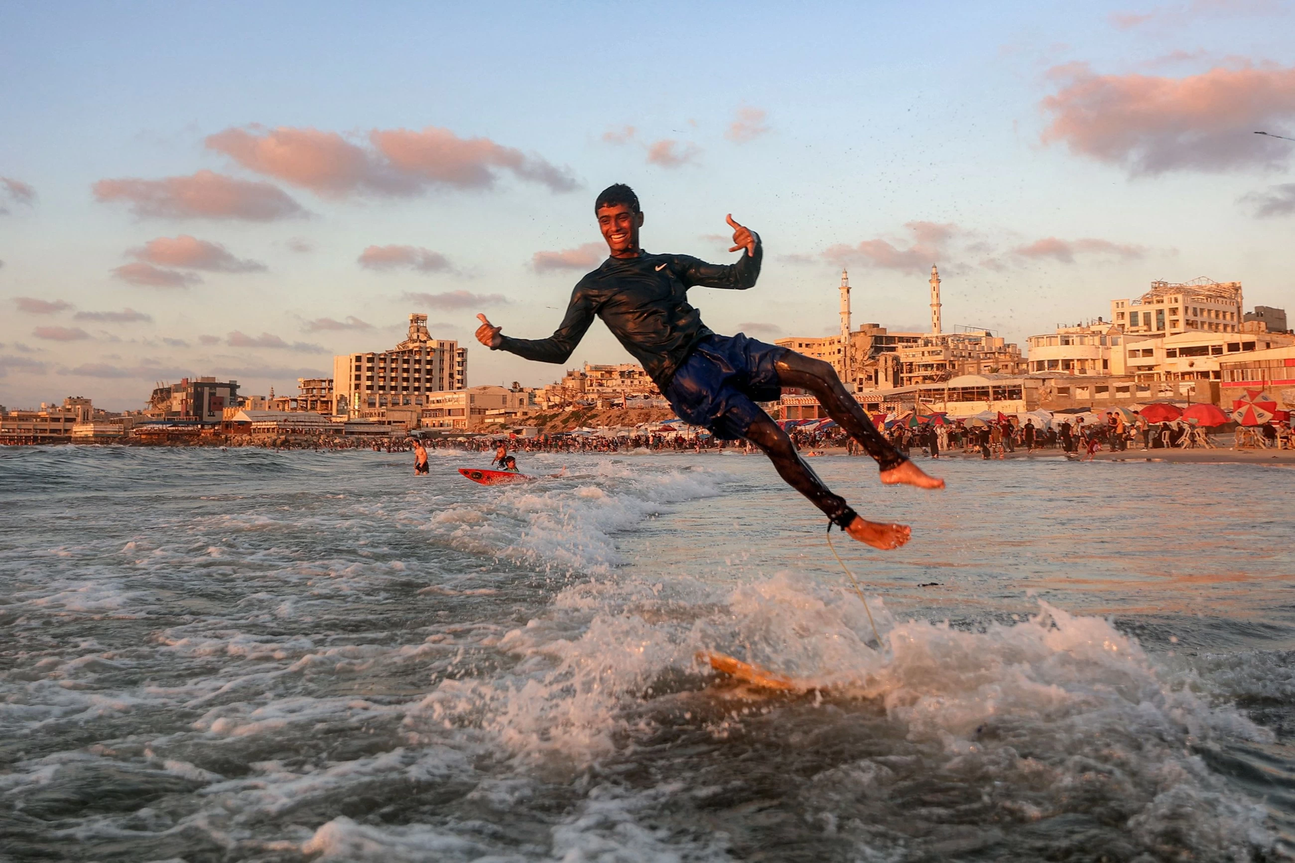 Gaza's surfers seek solace in the sea