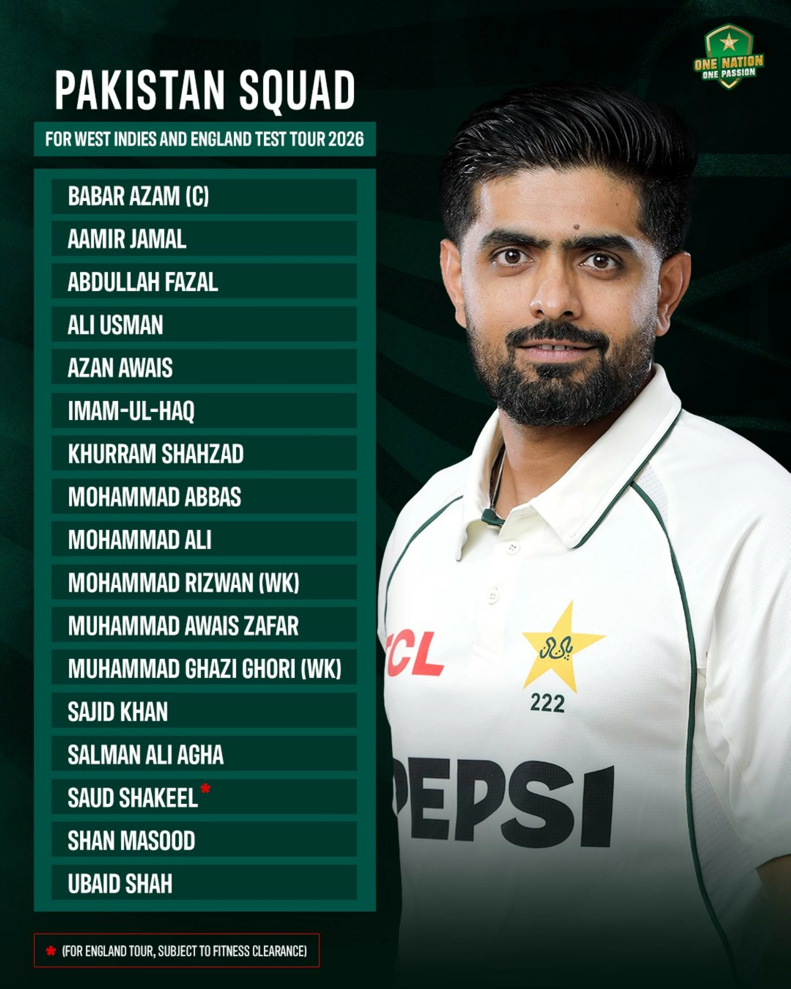 Babar replaces Masood as Pakistan's Test cricket captain