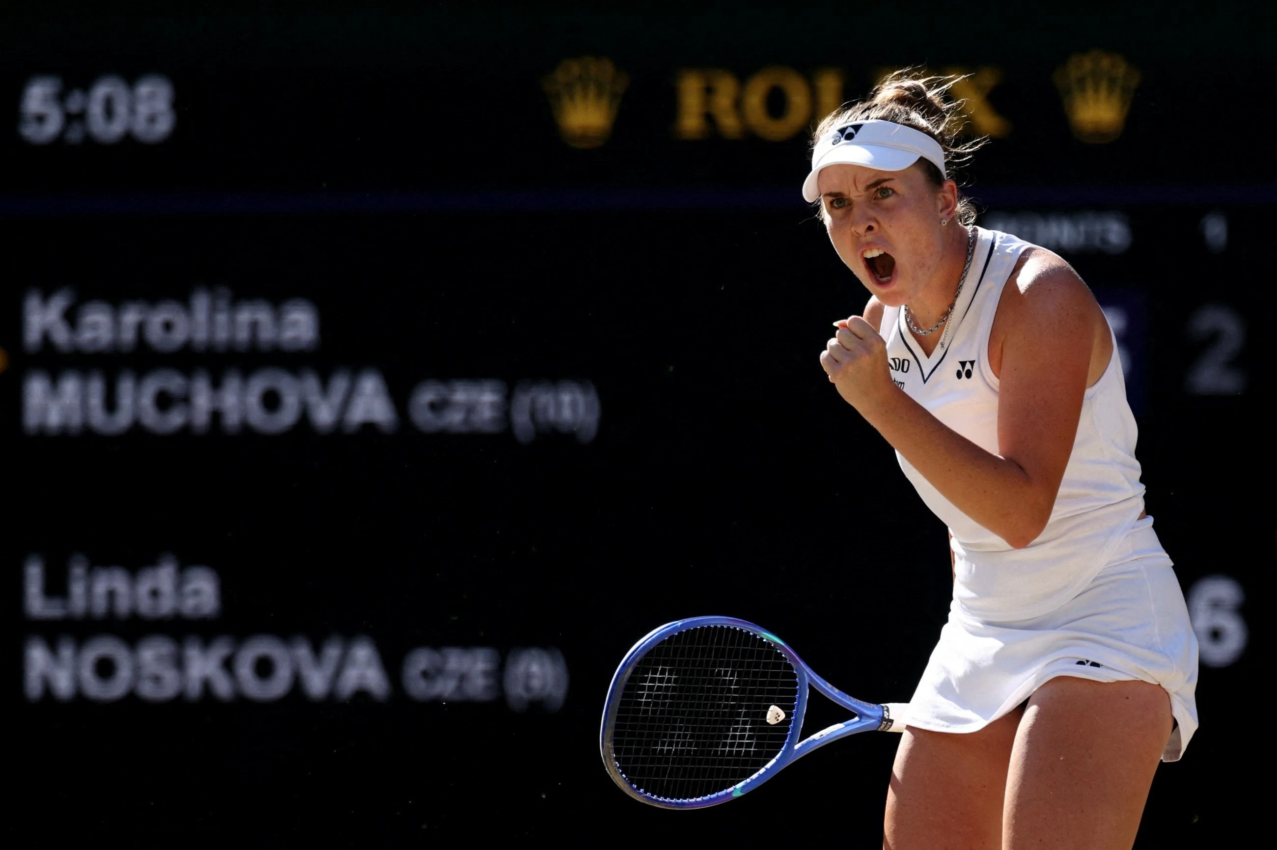 Noskova survives Muchova fightback in all-Czech final to lift Wimbledon trophy