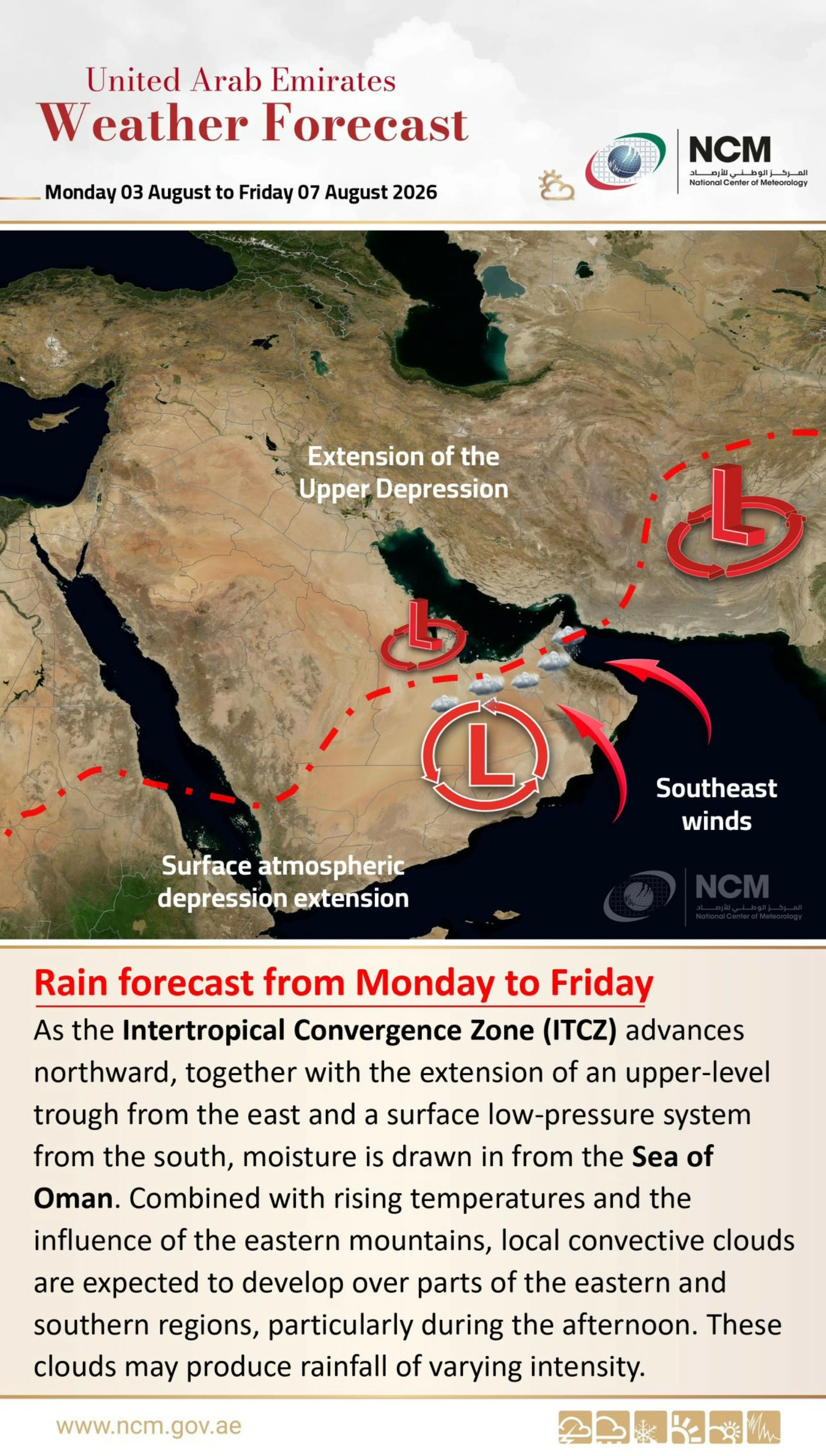 NCM predicts rainfall in parts of UAE for next five days