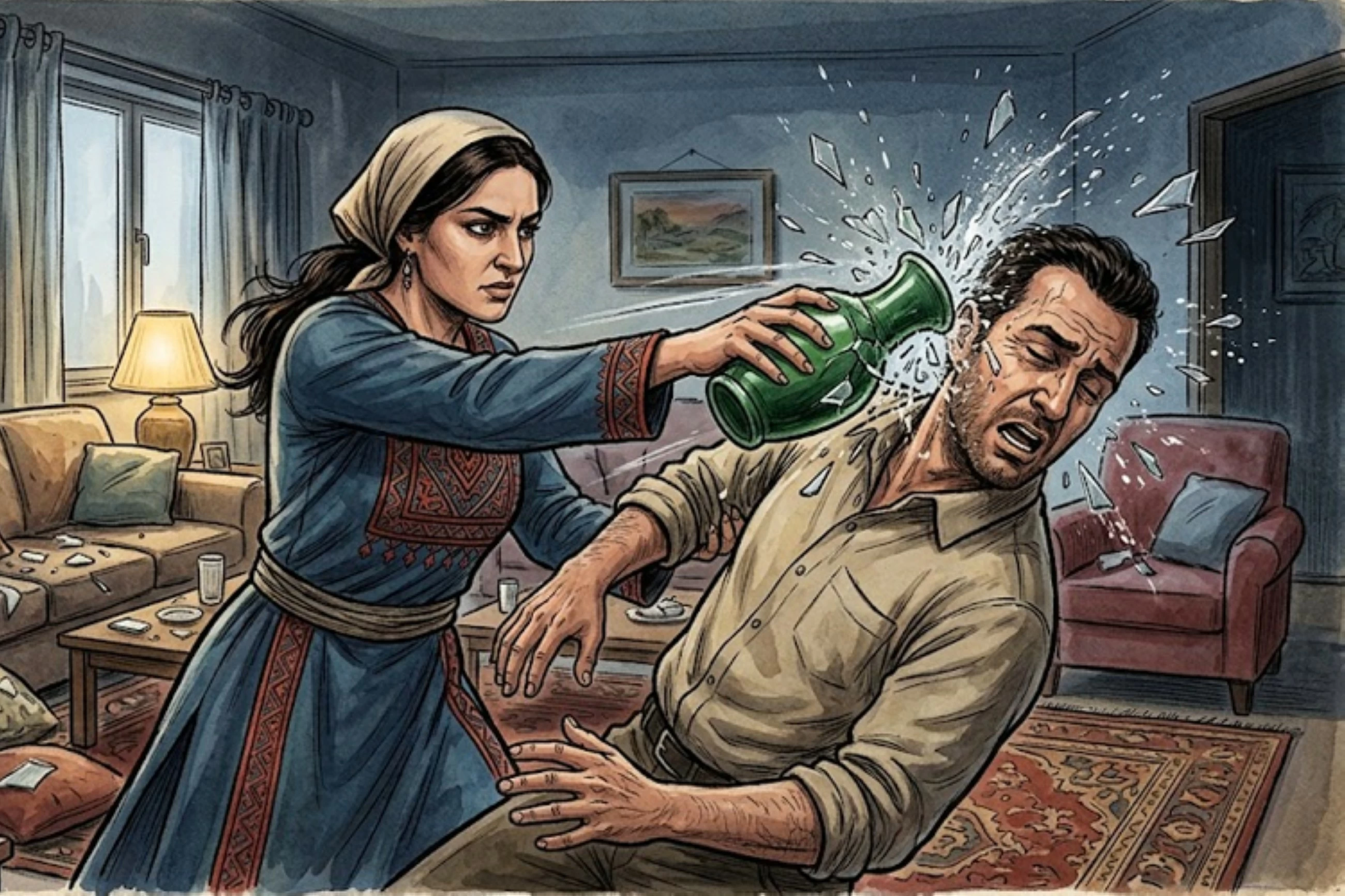 Jordanian woman jailed for biting her husband and beating him up with a glass vase