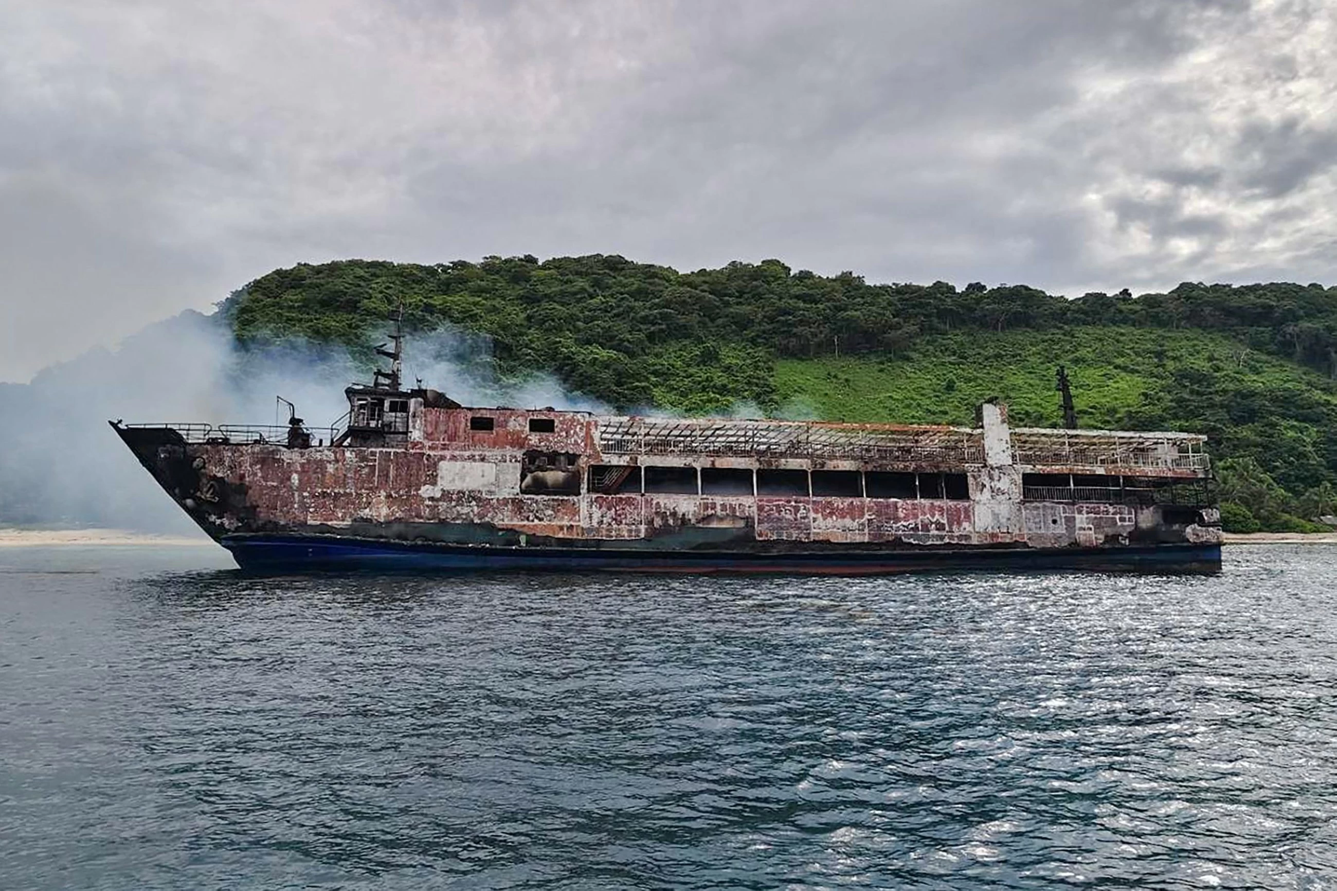Philippine ferry fire kills 5, dozens missing