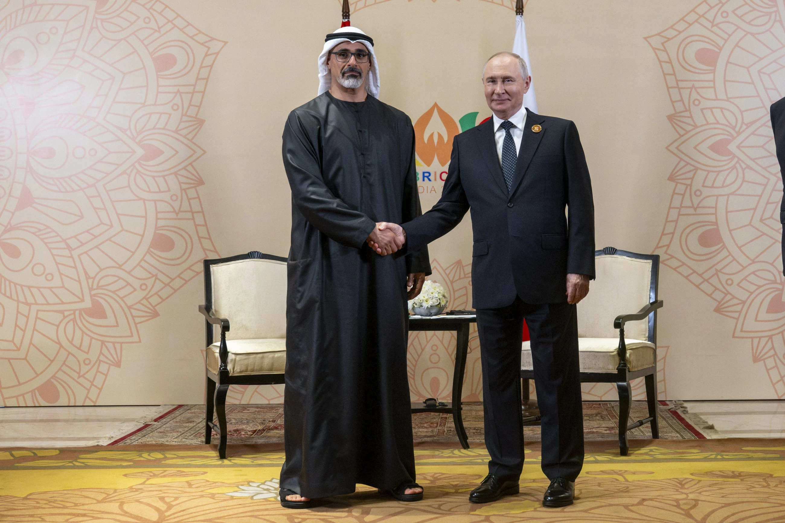Sheikh Khaled meets Russian President Putin on sidelines of BRICS Summit